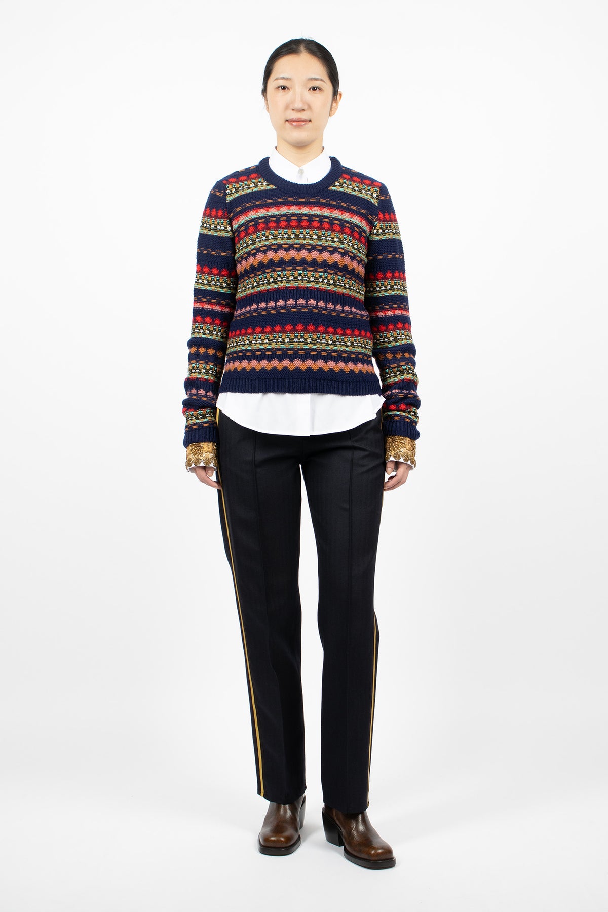 Jacquard Wool Sweater Navy