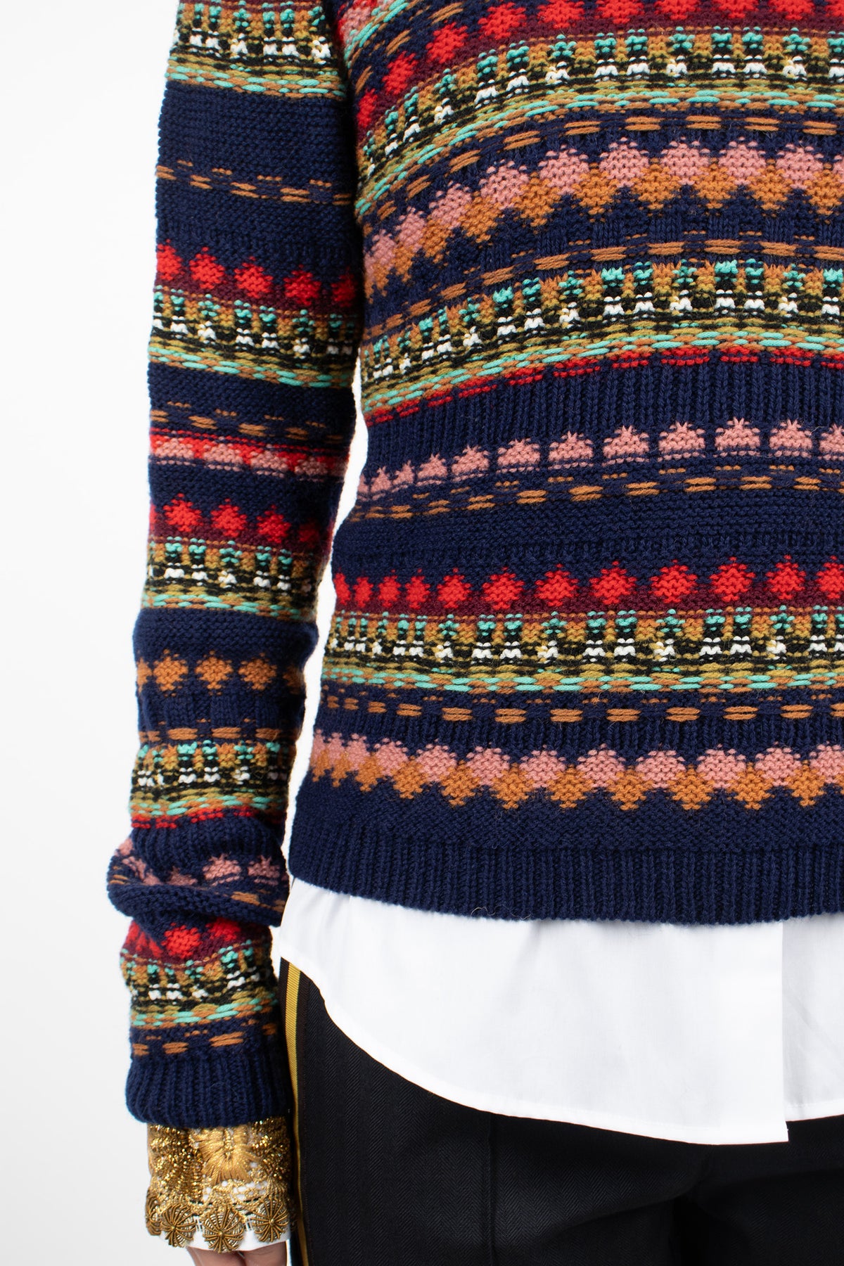 Jacquard Wool Sweater Navy