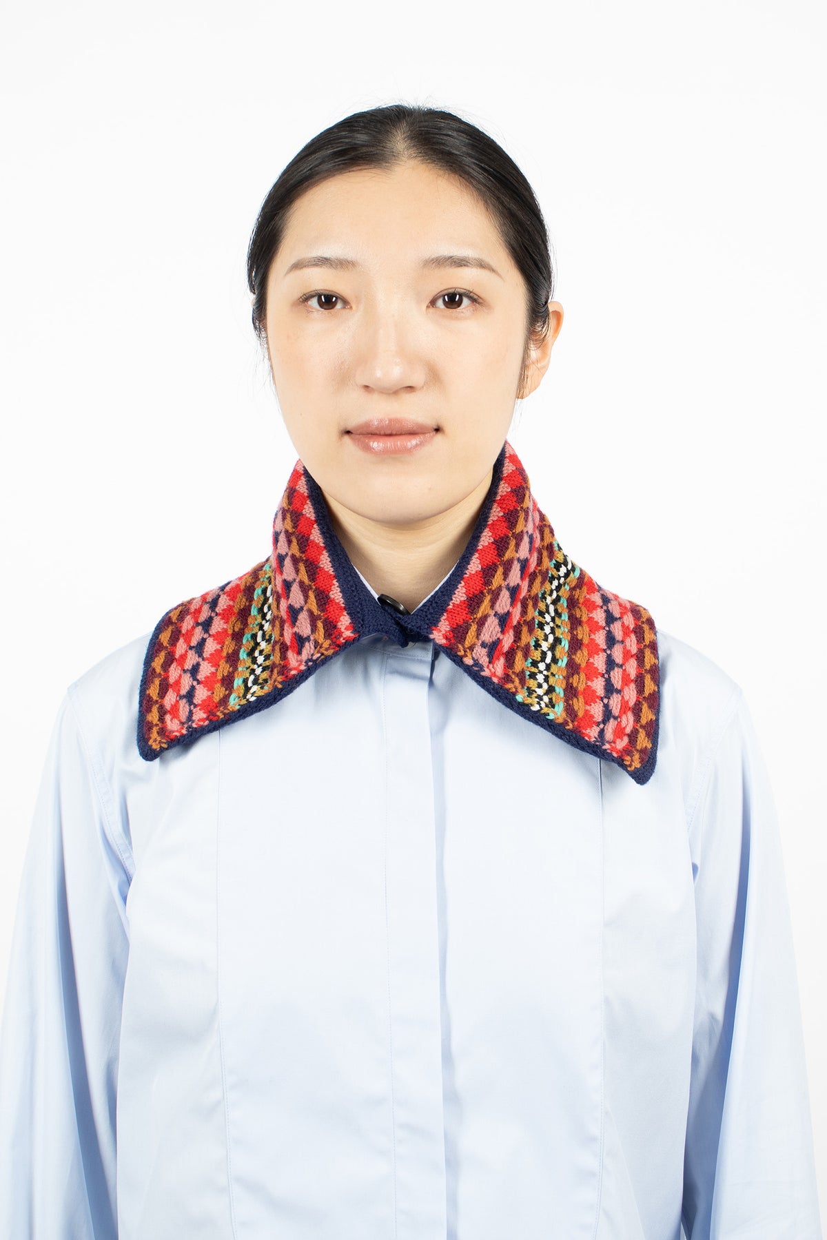 Jacquard Wool Collar Navy