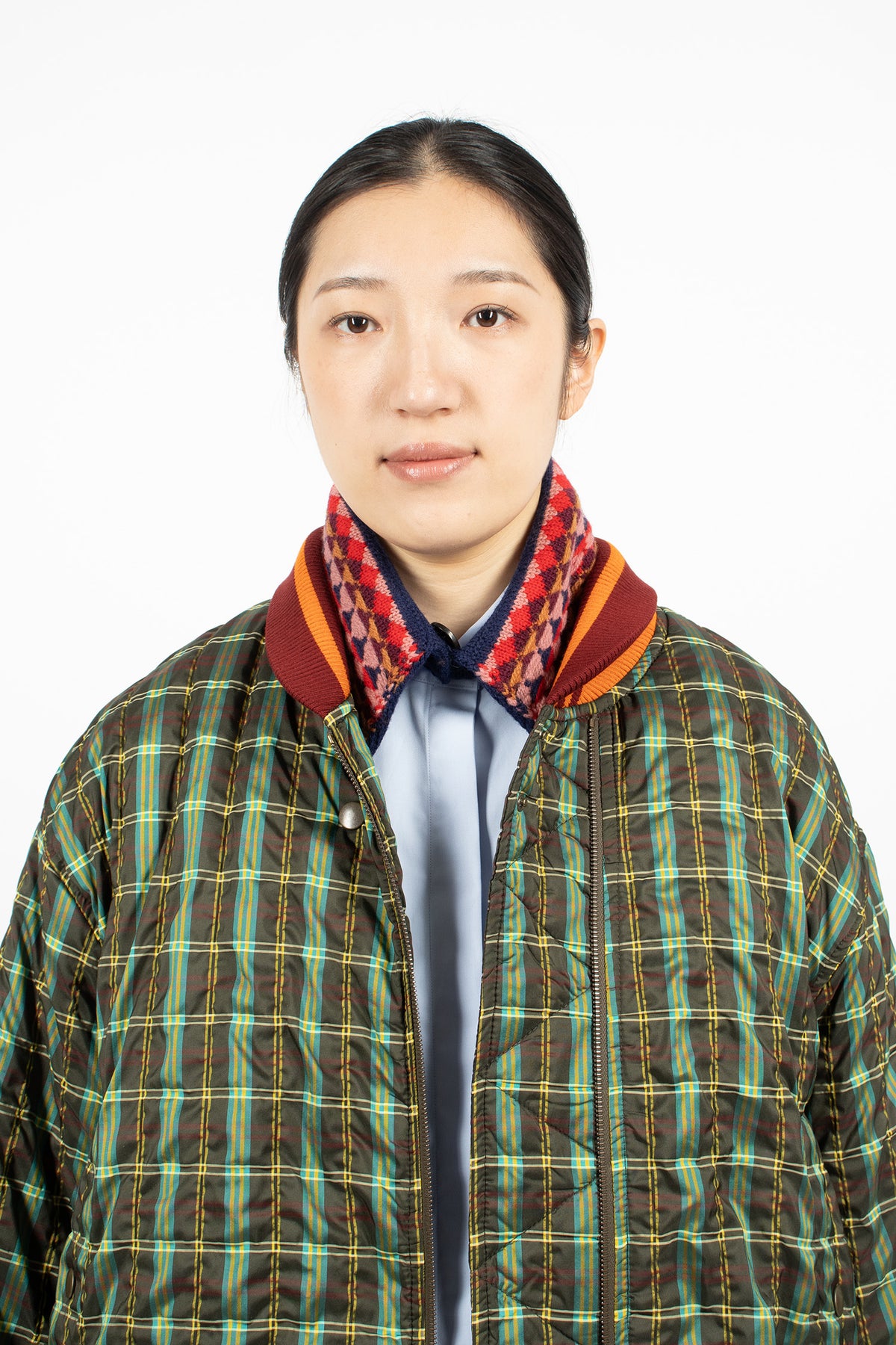 Jacquard Wool Collar Navy