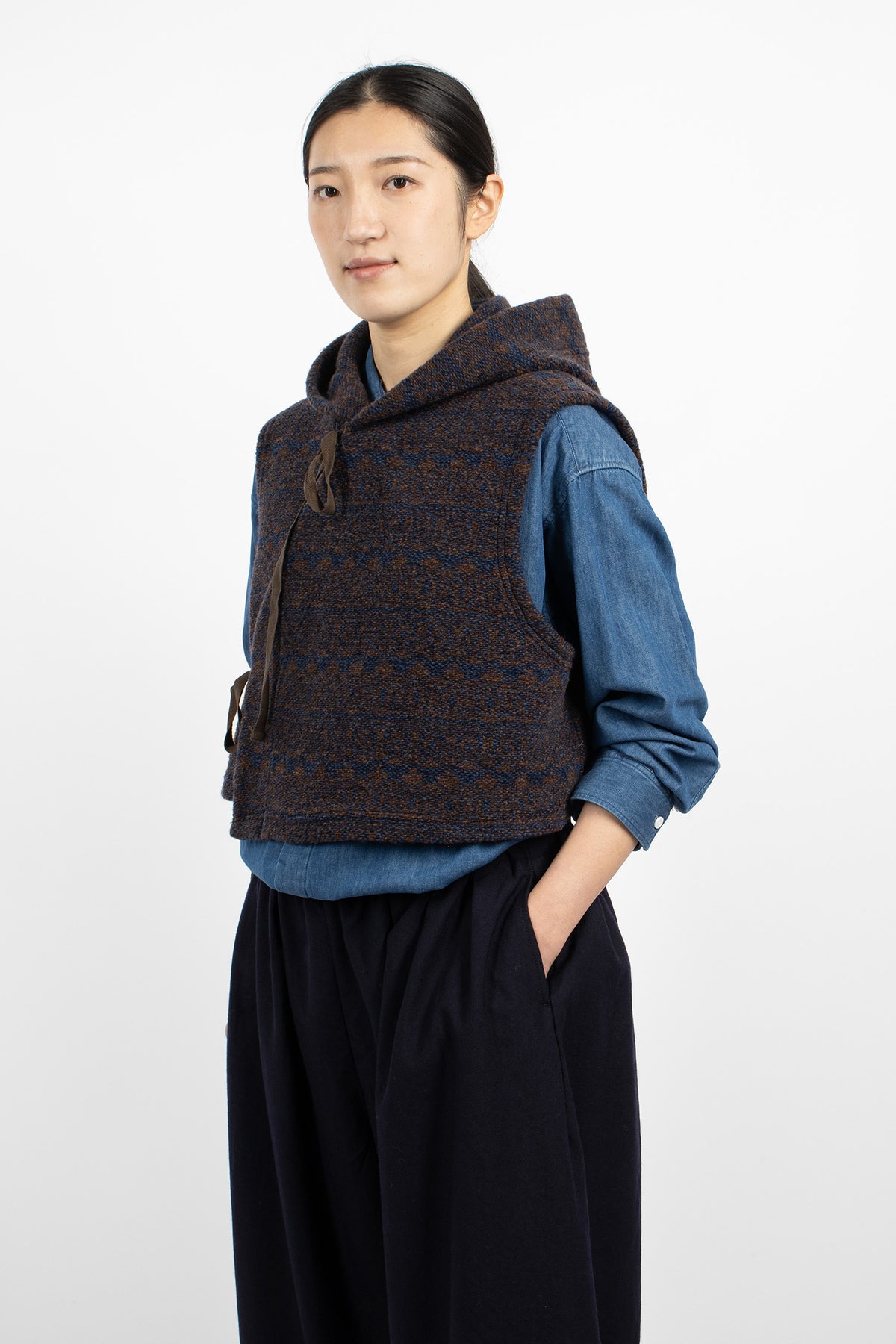 Knit Vest Brown/Navy