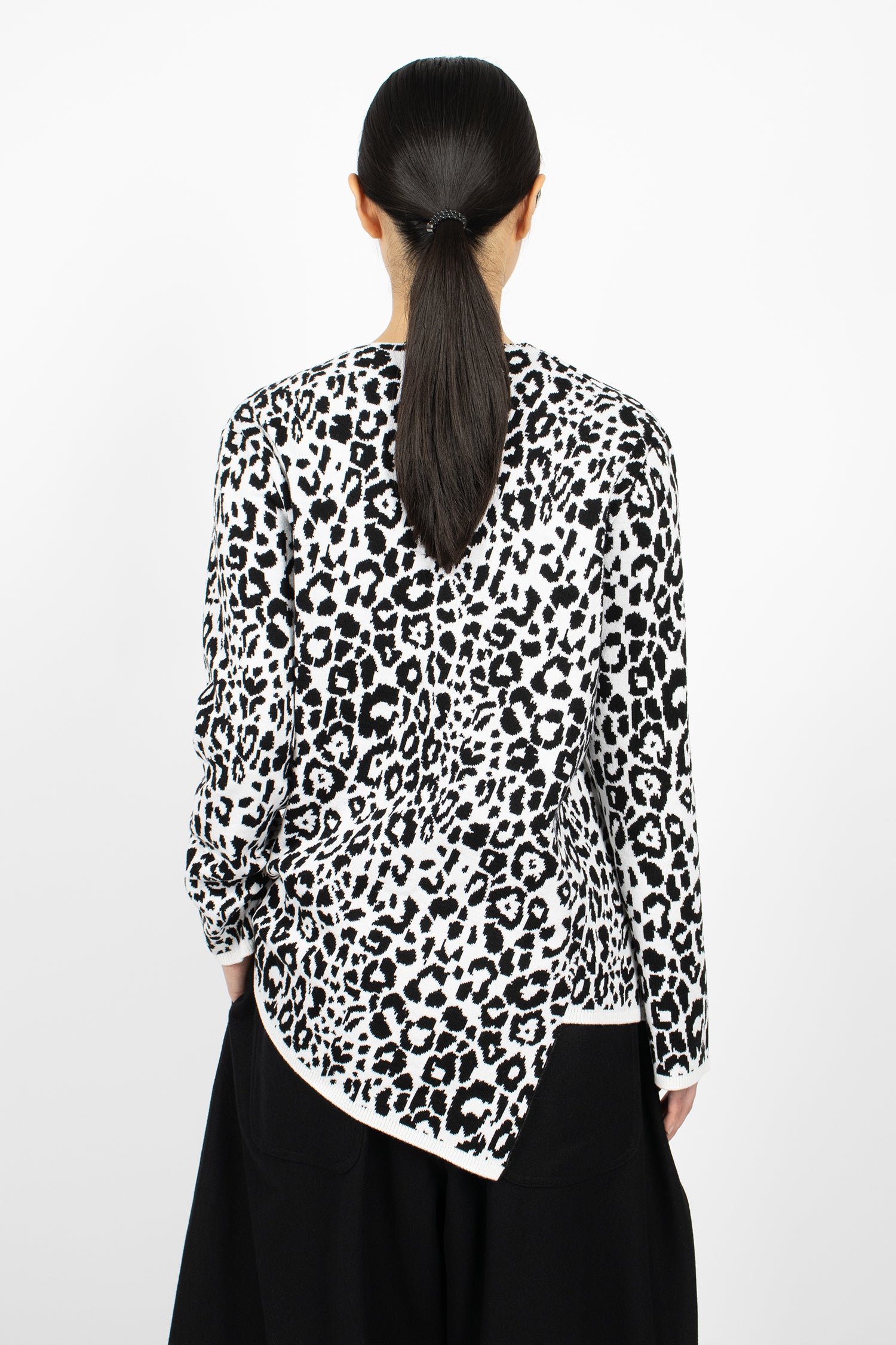 Leopard Knit Sweater White/Black