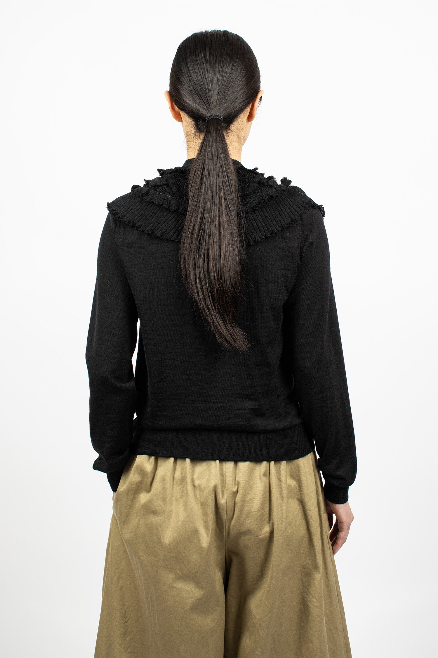 Lace Collar Sweater Black