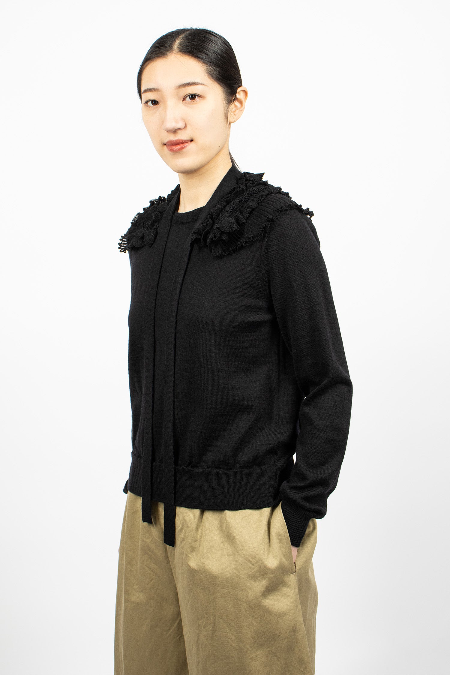 Lace Collar Sweater Black