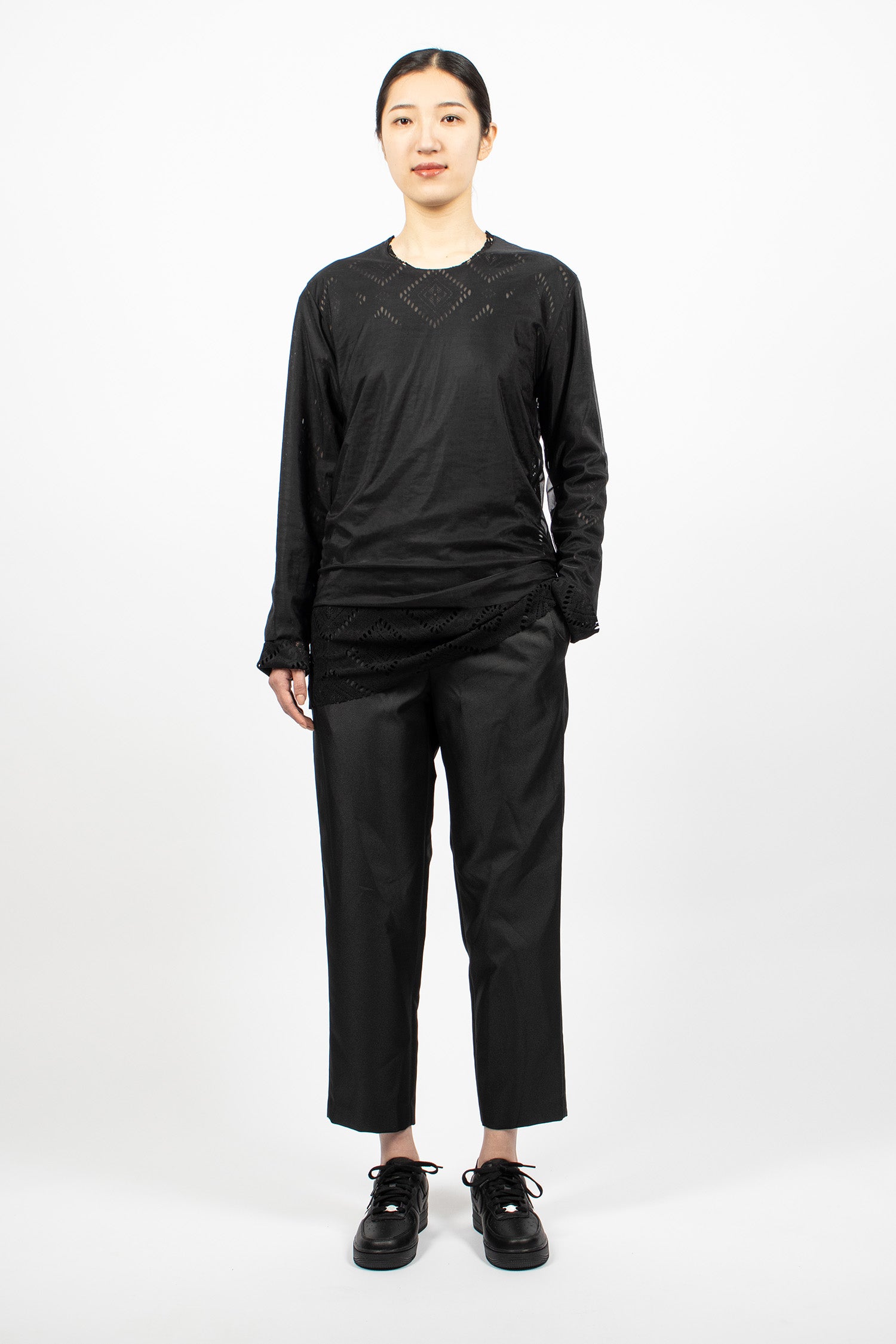 Lace Layered LS T-Shirt Black