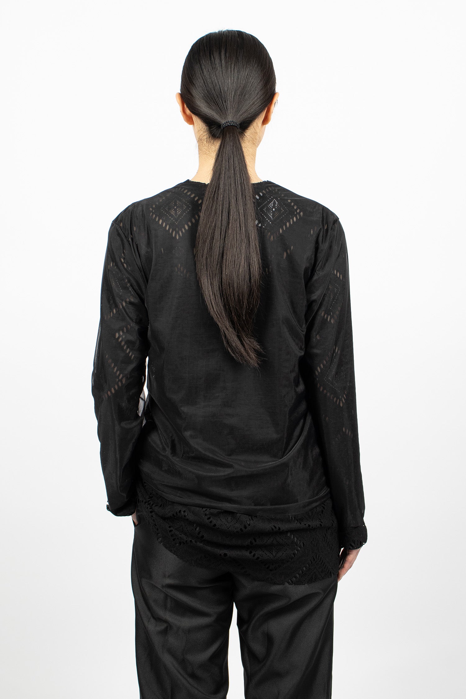 Lace Layered LS T-Shirt Black