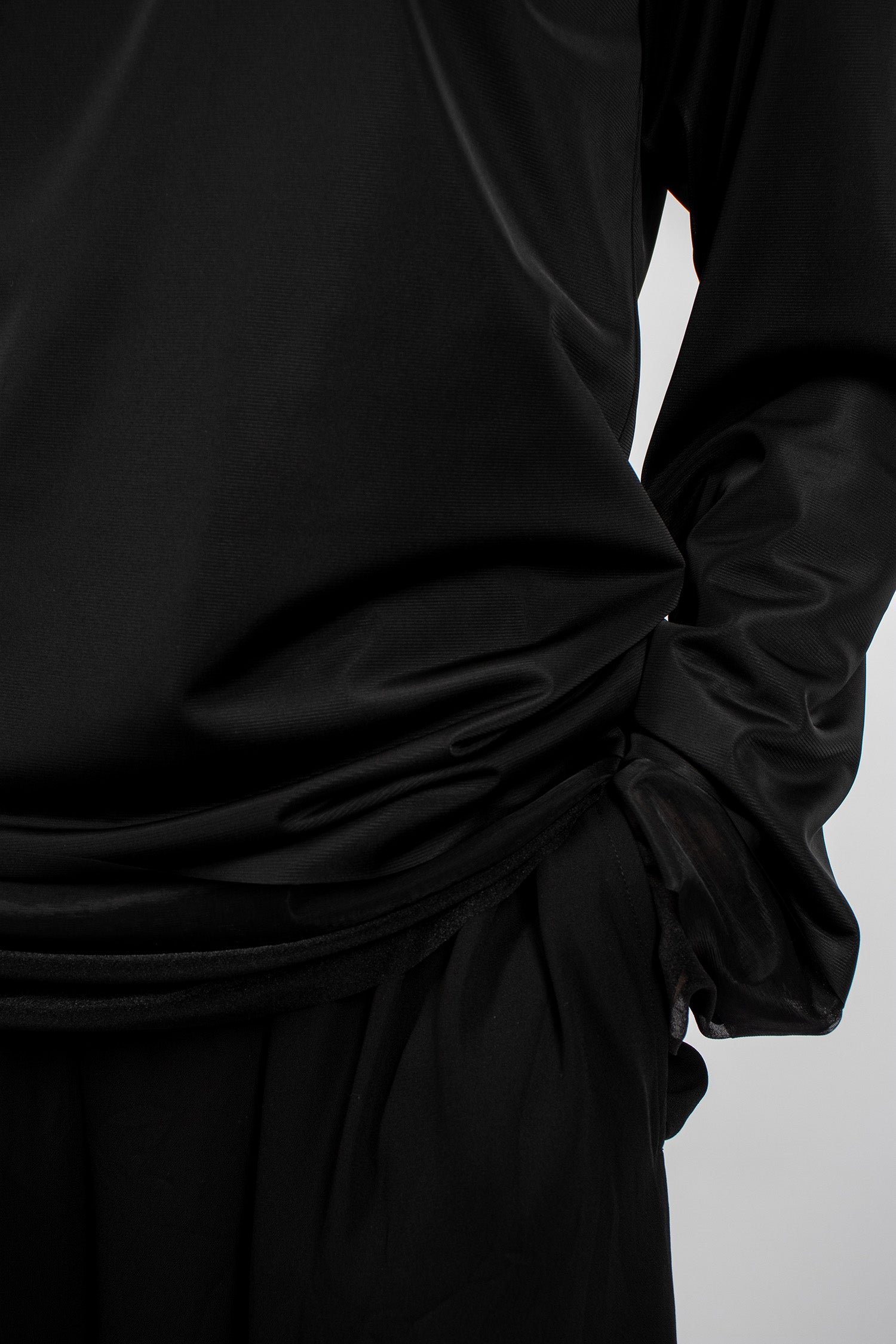 Contrast Layered LS T-Shirt Black