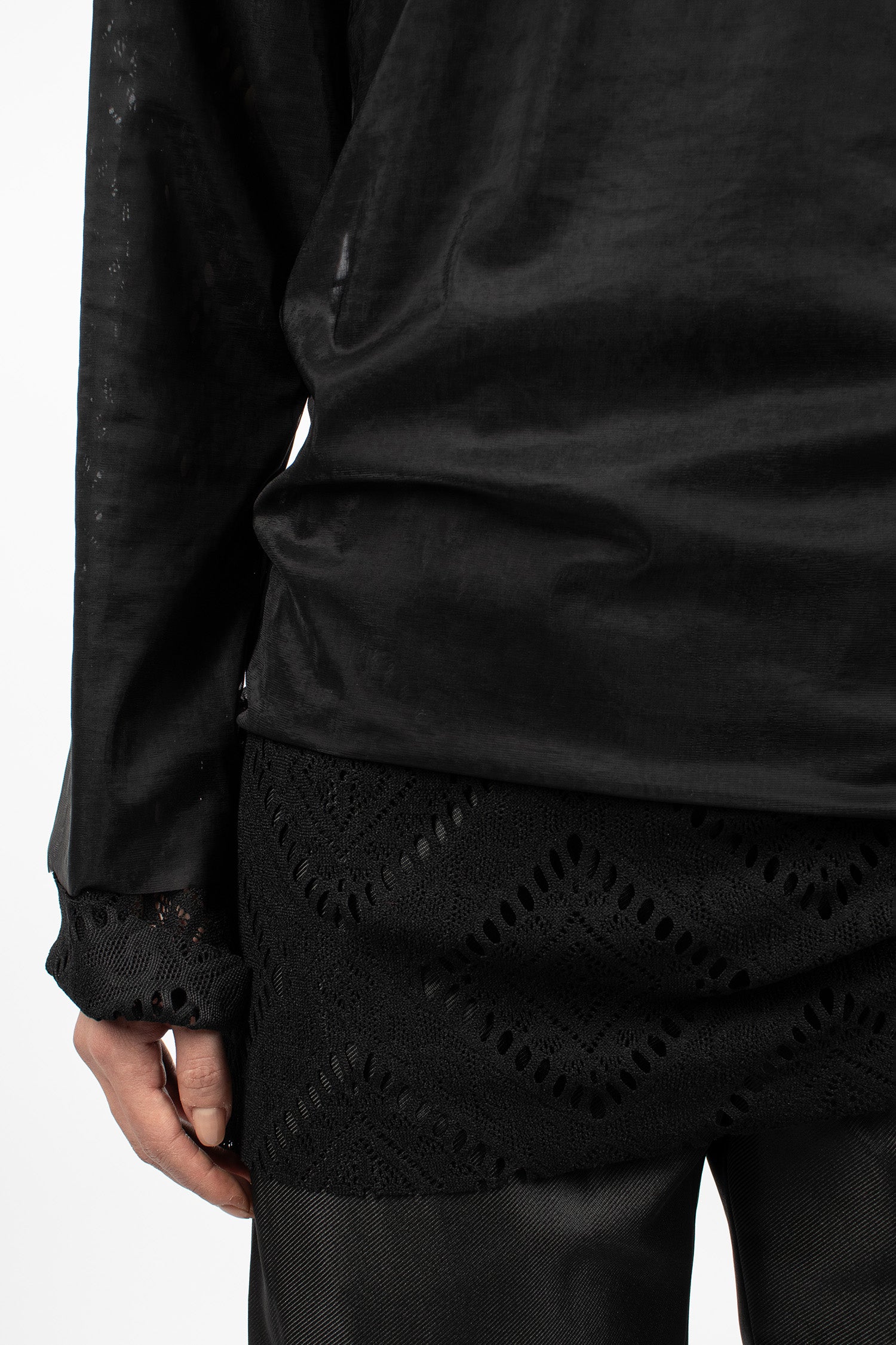 Lace Layered LS T-Shirt Black