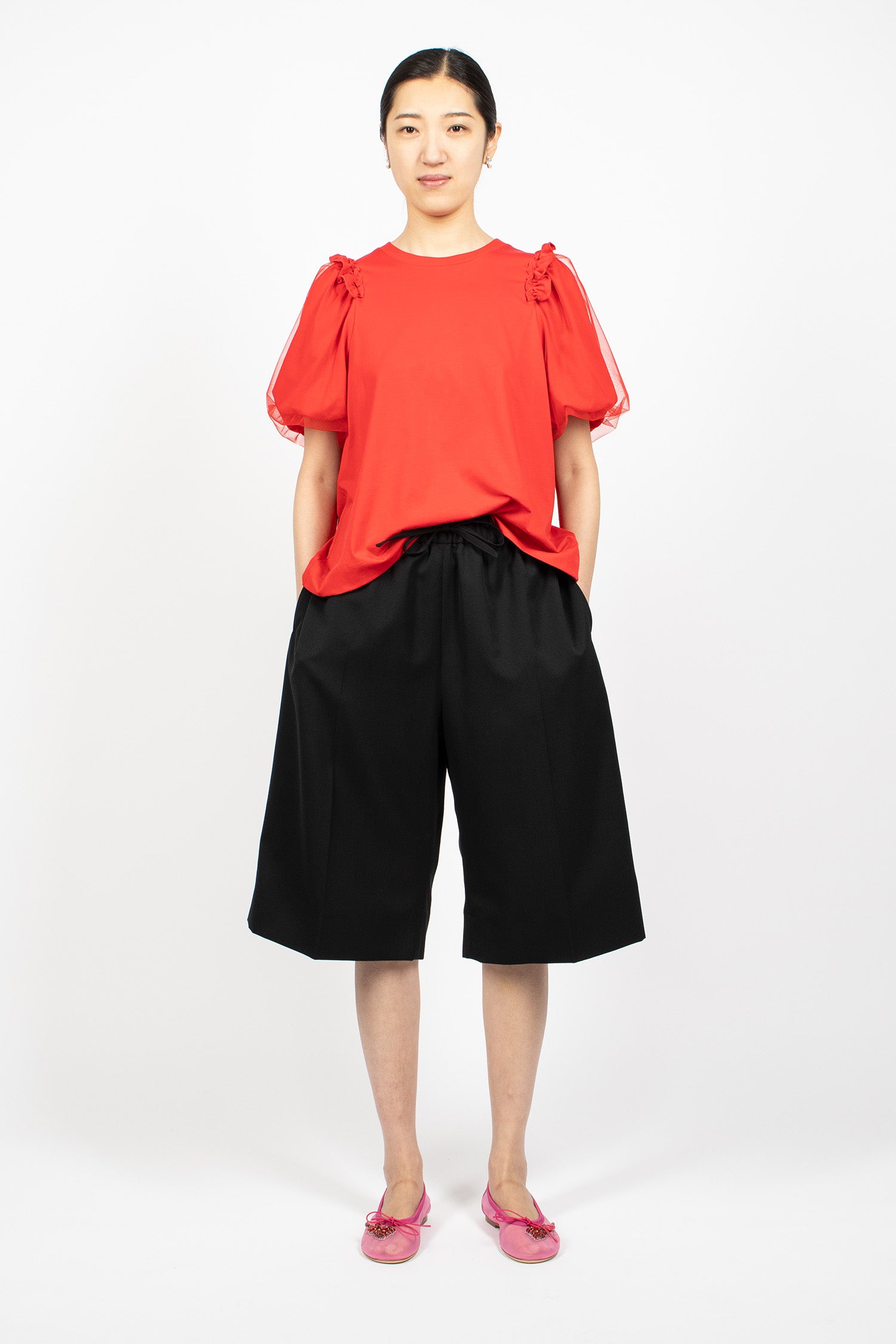 Wide Leg Long Shorts Black