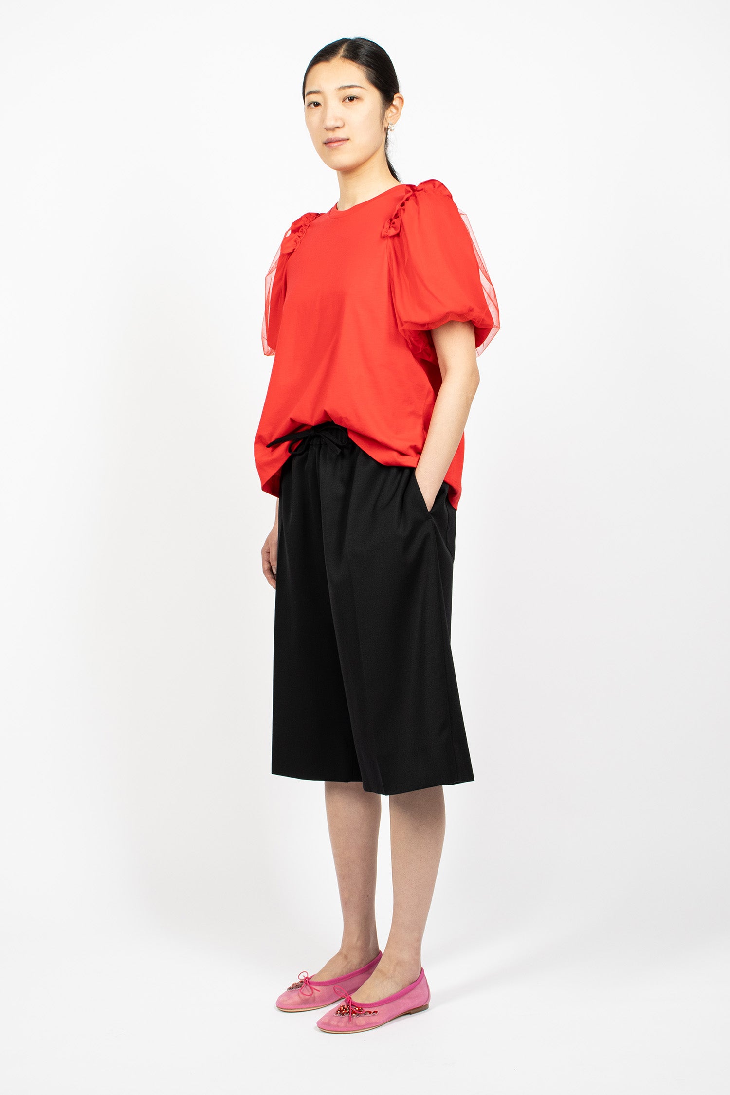 Wide Leg Long Shorts Black