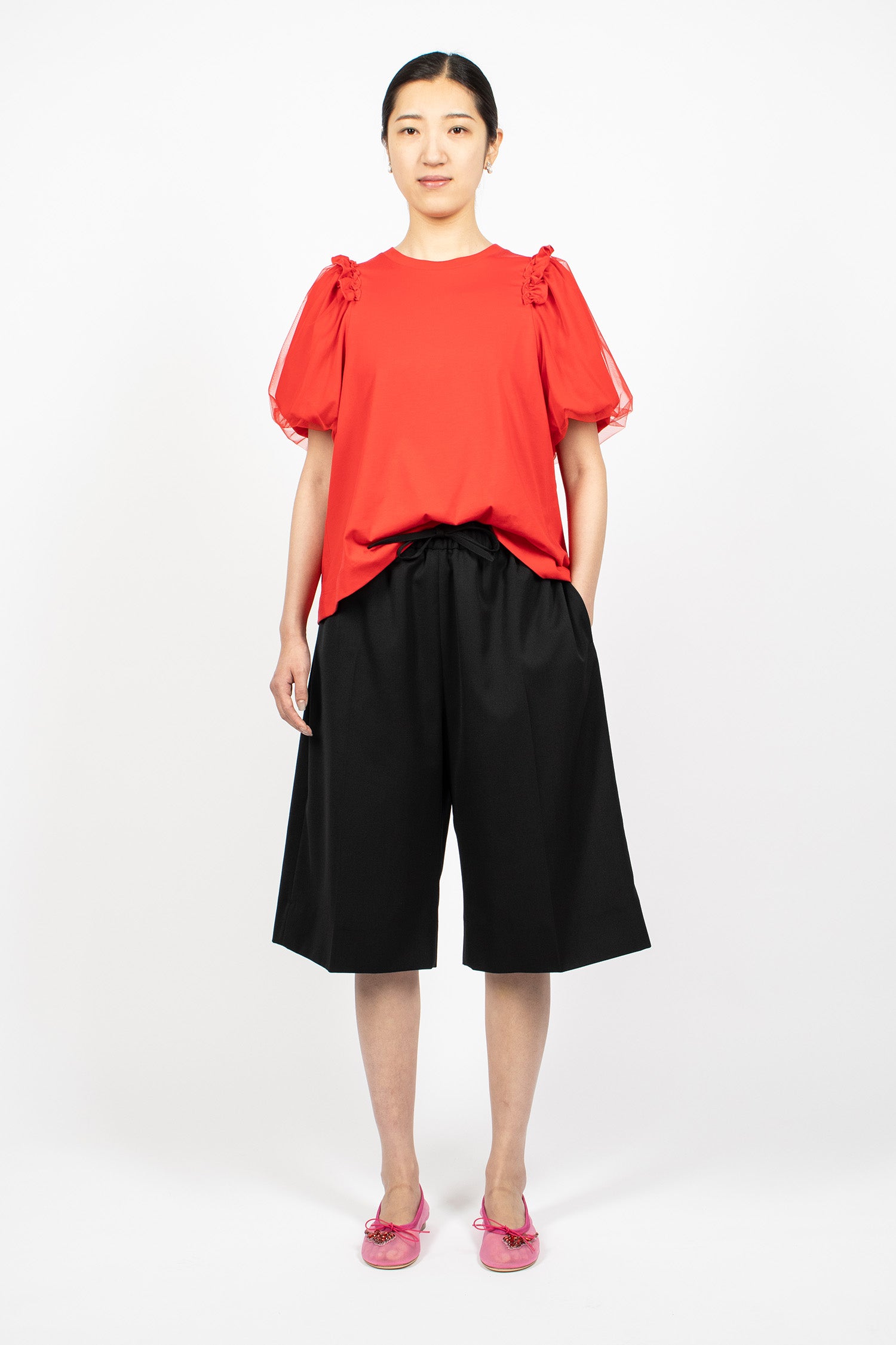Wide Leg Long Shorts Black