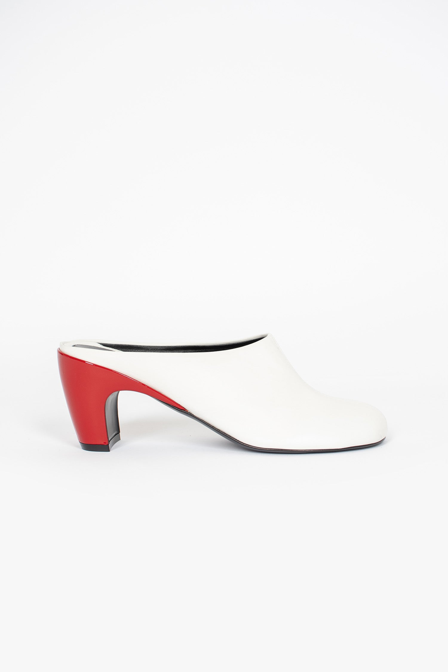 Leather Heeled Mules White