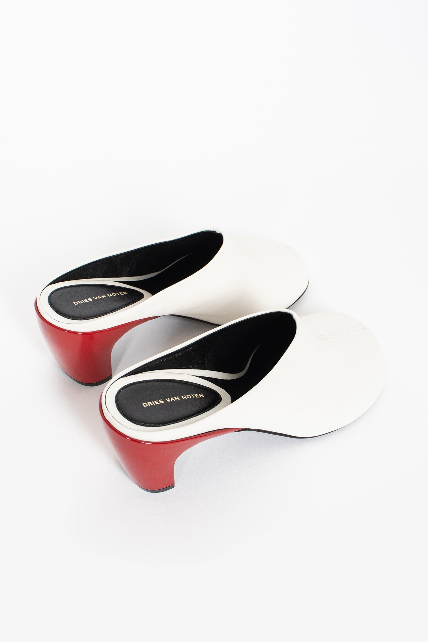 Leather Heeled Mules White