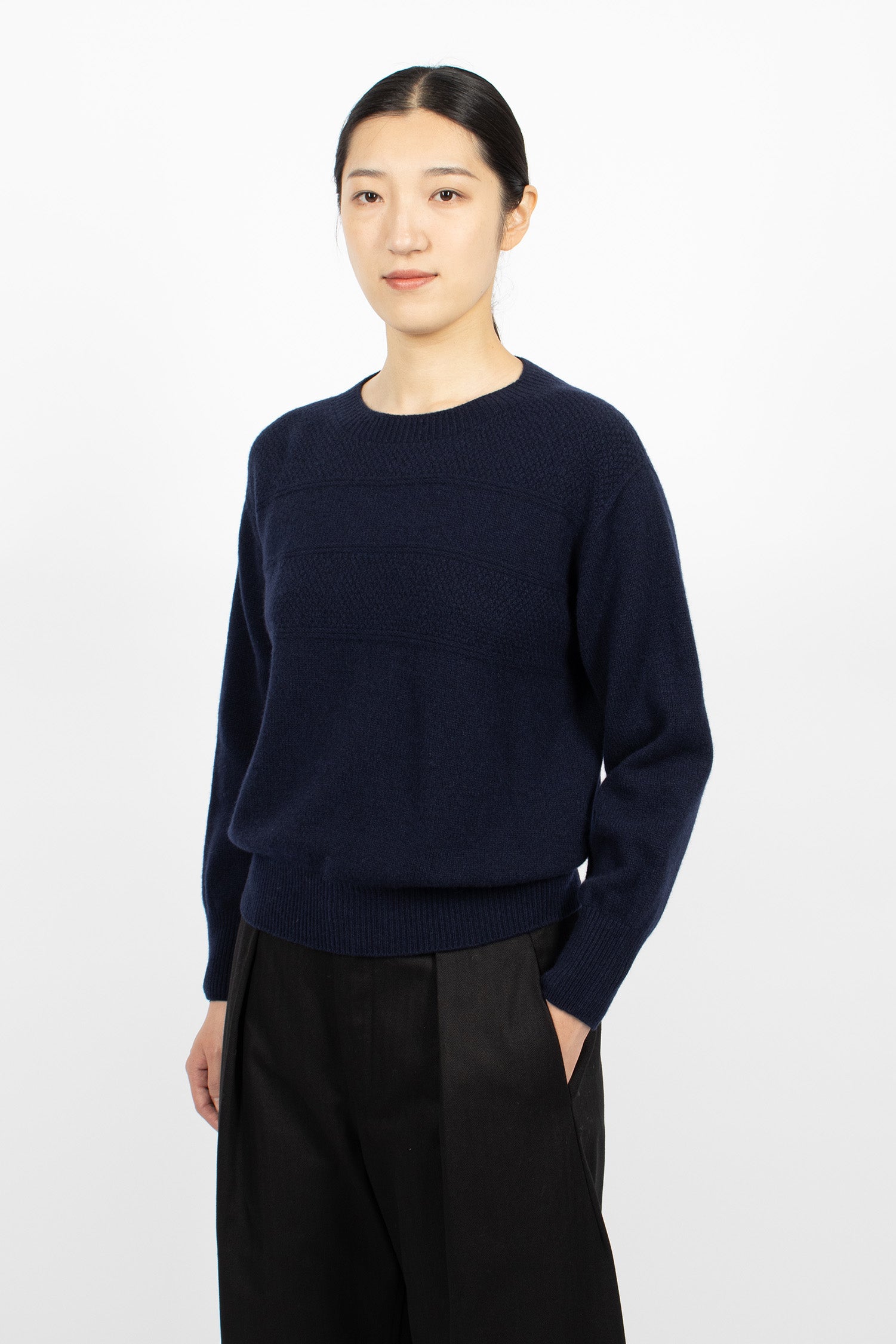 Textured Yoke Guernsey Navy