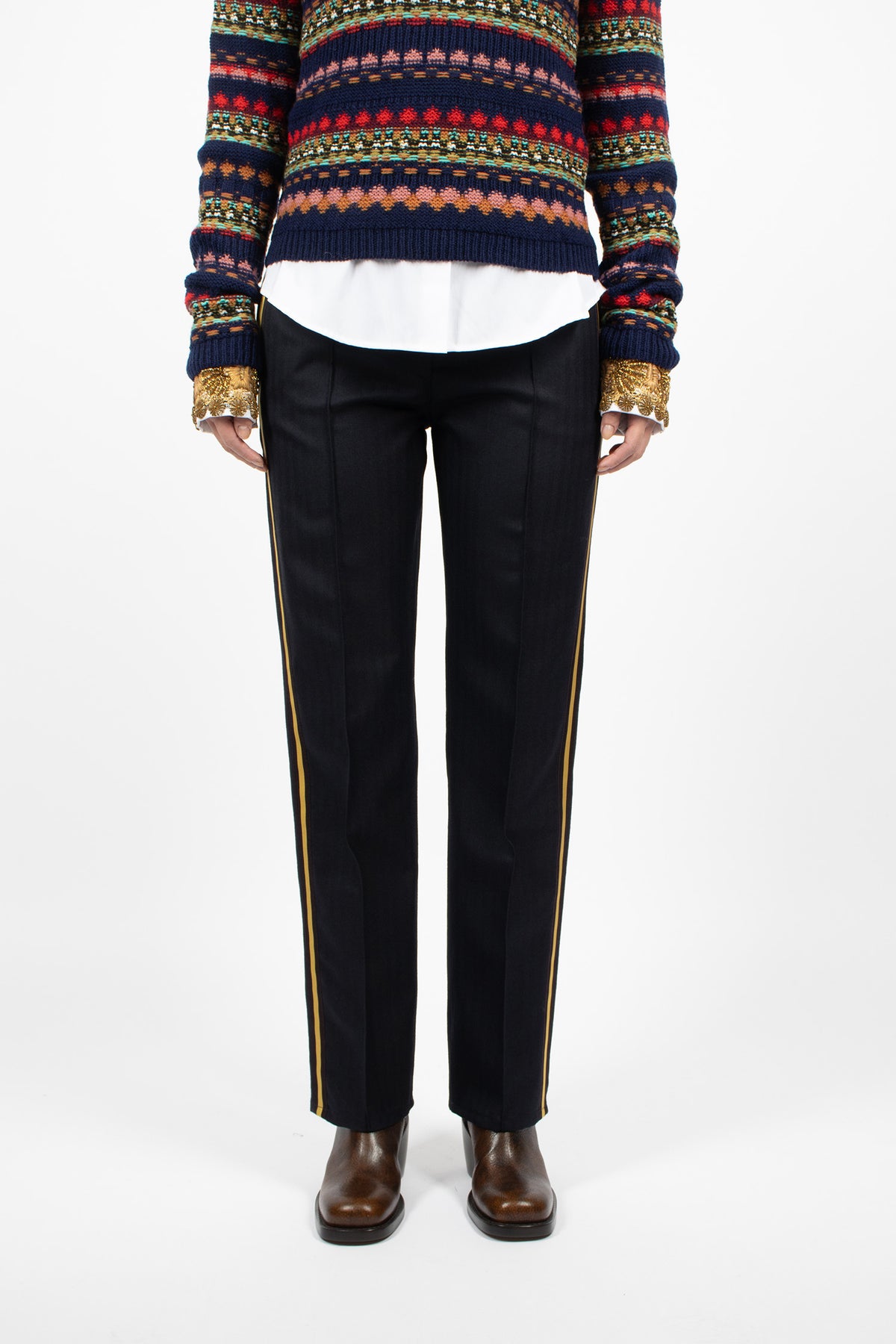 Slim Leg Wool Pants Navy