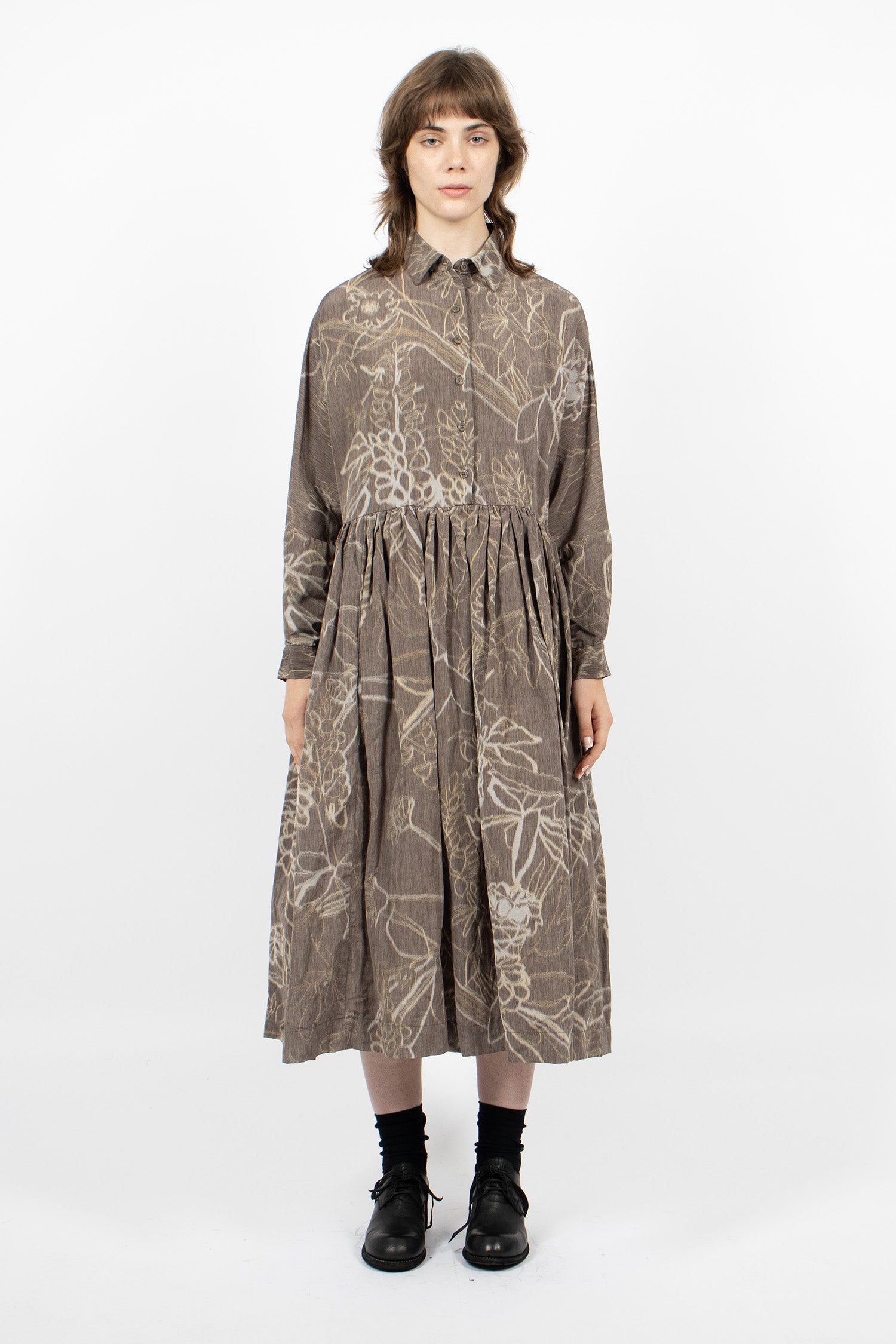 Paga Rouch Dress Ikat Dark Brown