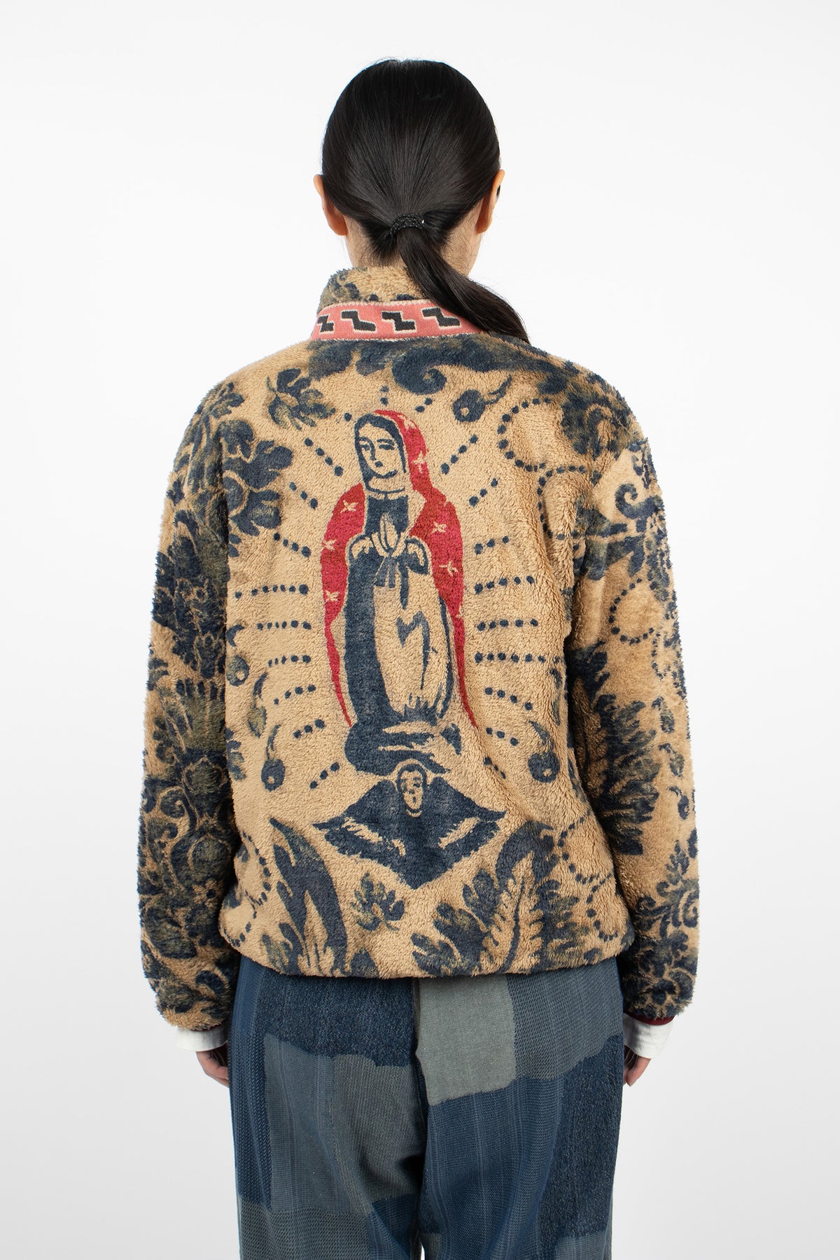 Damask Fleece Zip Blouson Beige/Virgin Mary