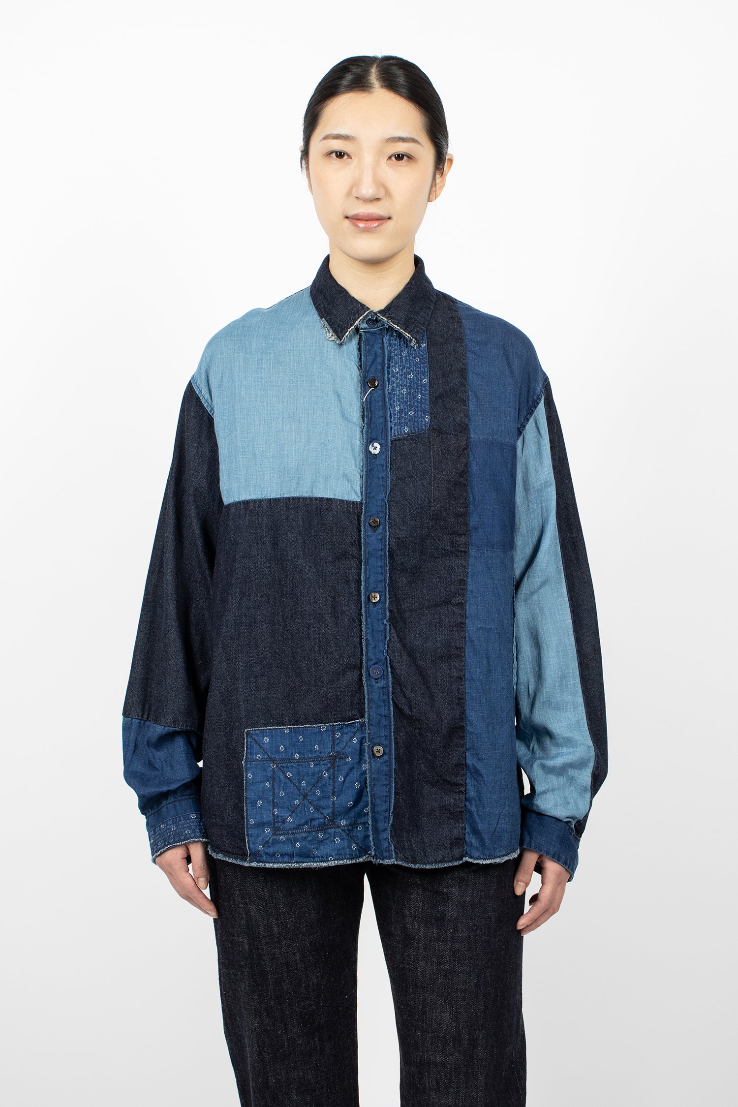 Katmandu Patchwork LS Shirt Indigo