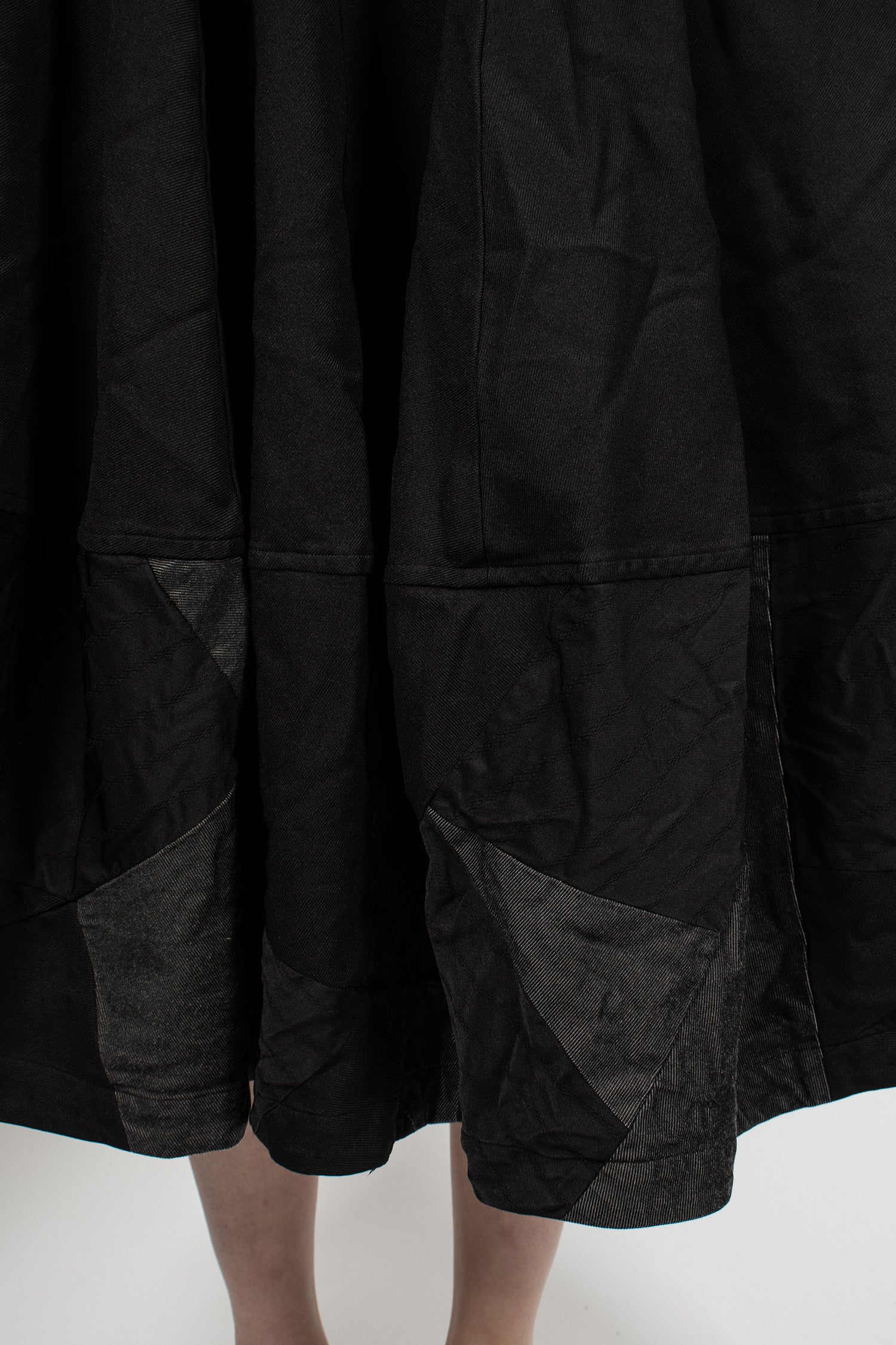 Patchwork Balloon Skirt Black Twill