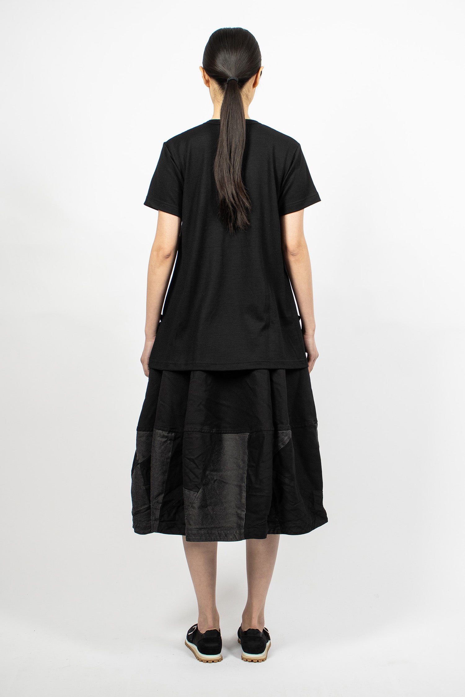 Patchwork Balloon Skirt Black Twill