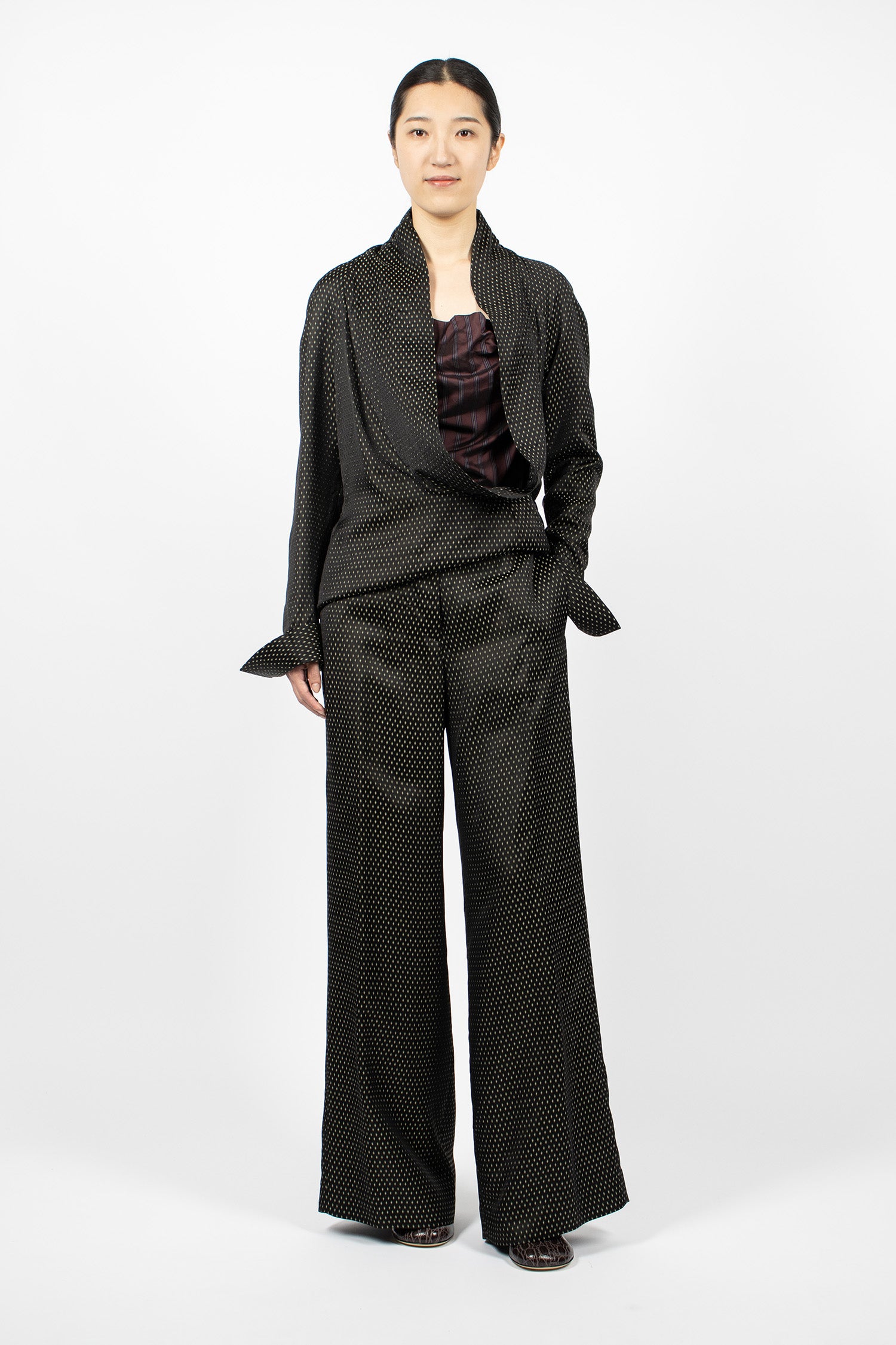 Jacquard Wide Leg Pants Black