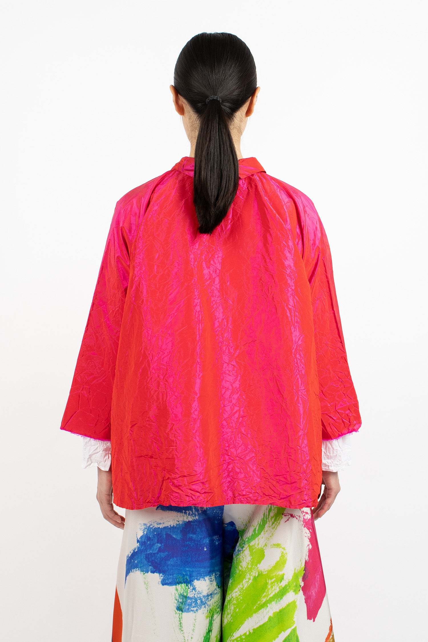 Washed Silk Jacket Fuchsia Red