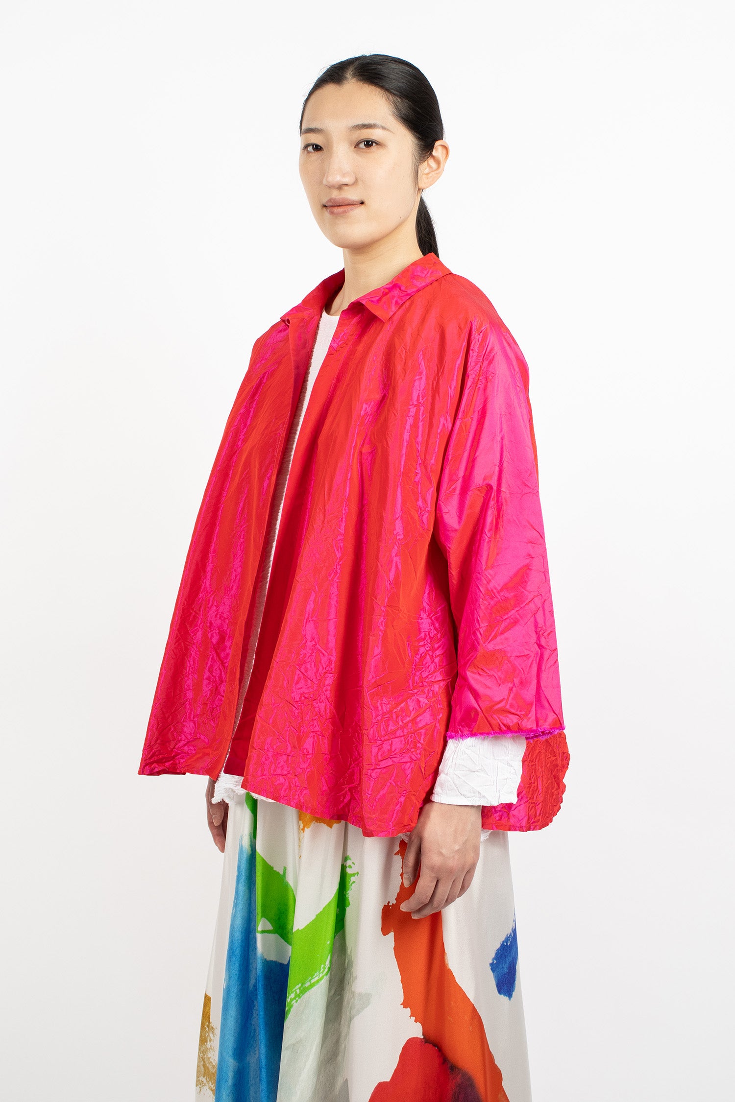 Washed Silk Jacket Fuchsia Red