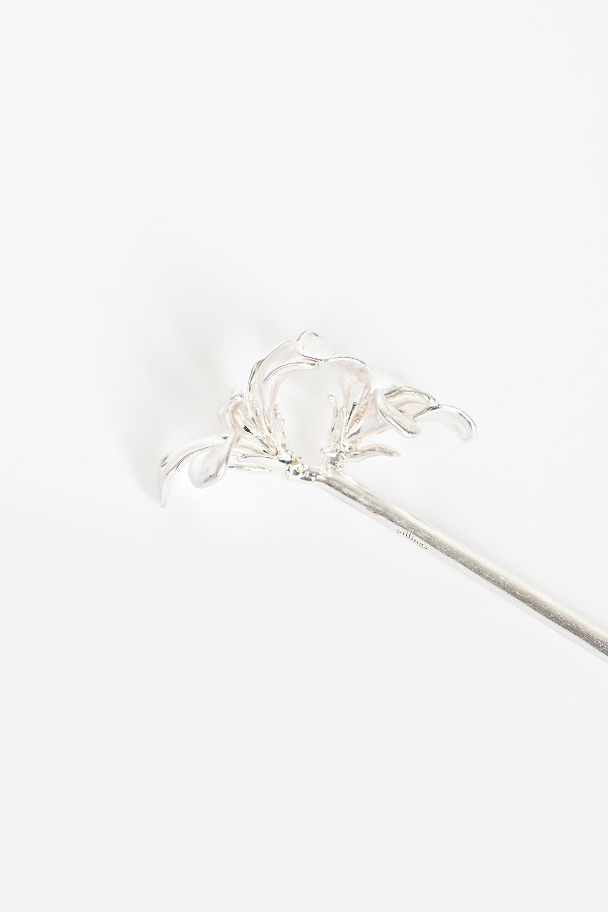 Flower Crochet Needle Brooch Silver