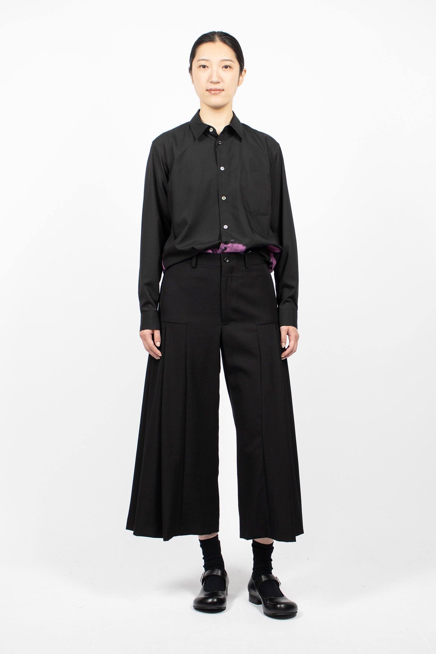 Pleated Wide Leg Pants Black