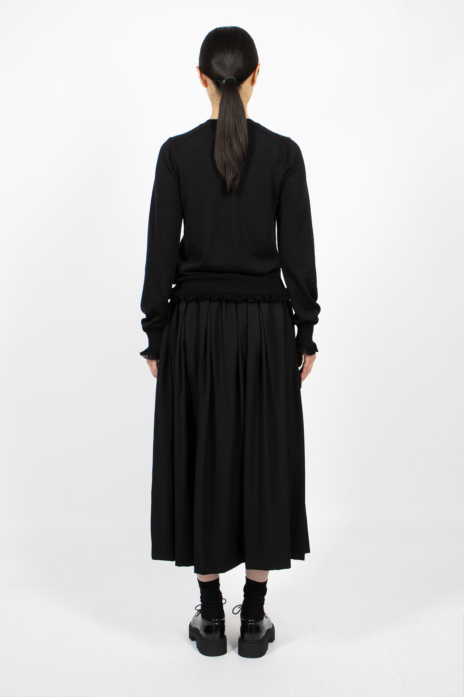 Padded Pocket Pleated Skirt Black