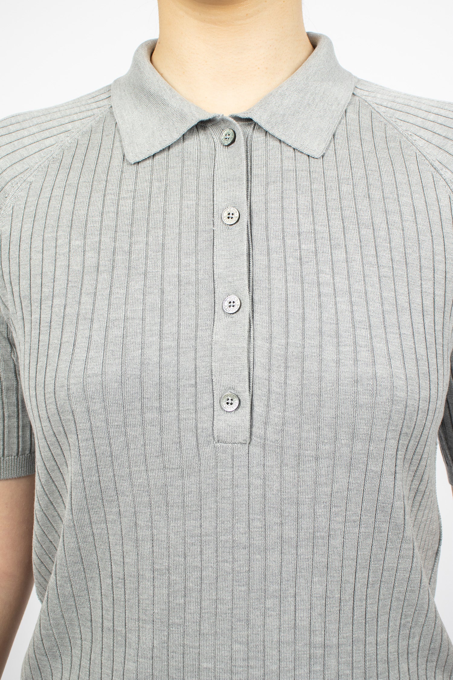 Polo Silk Knit T-Shirt Grey