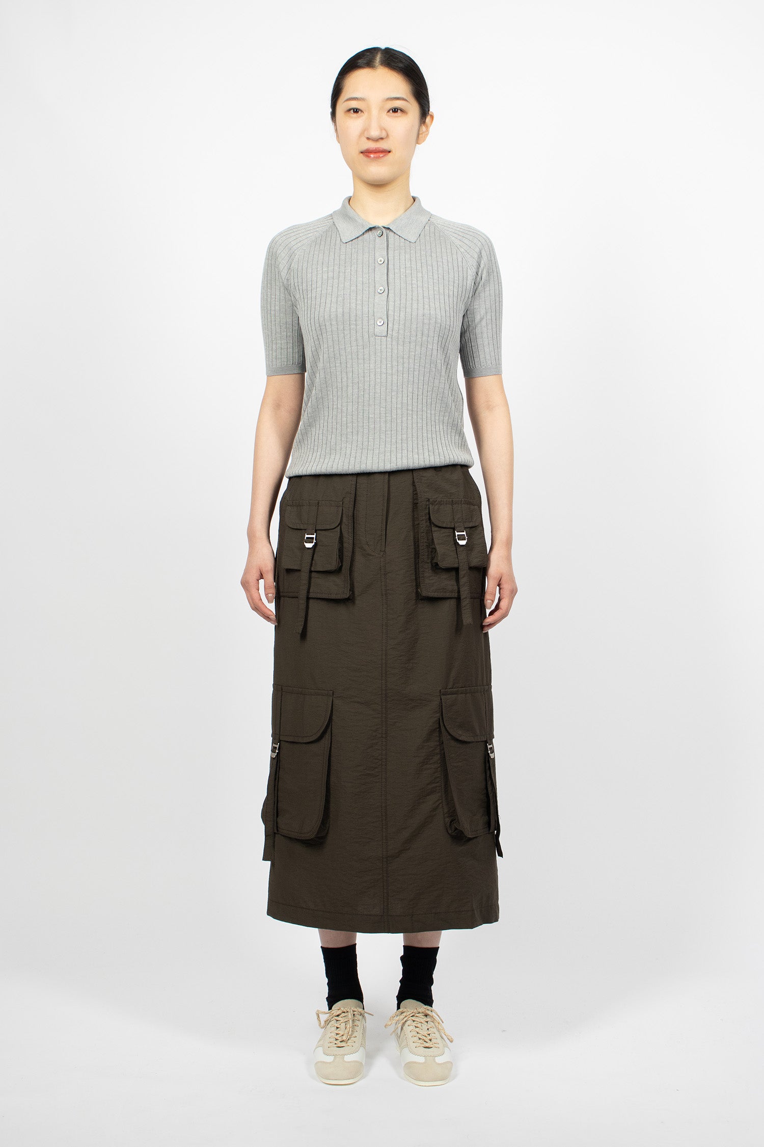 Polo Silk Knit T-Shirt Grey