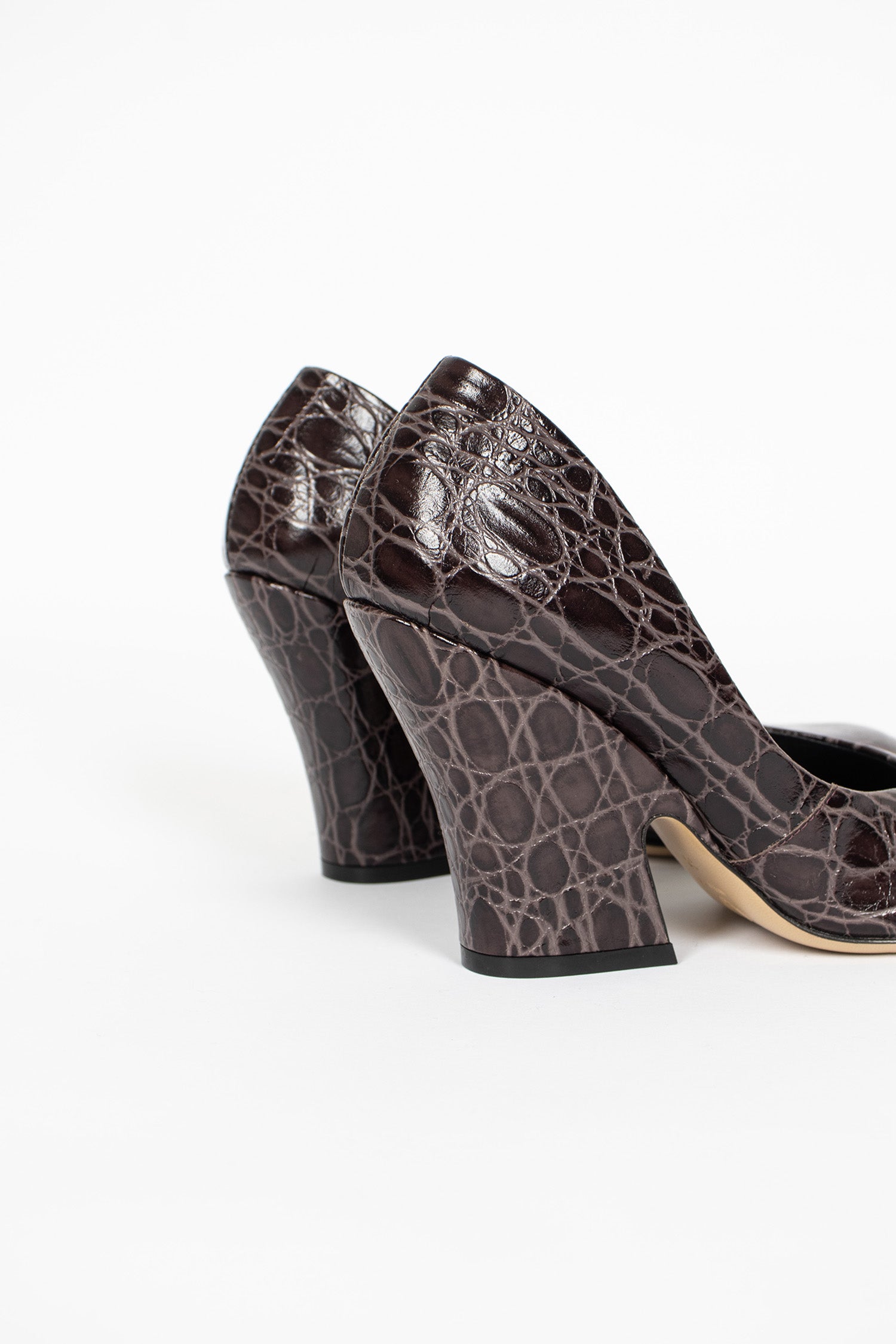 Embossed Leather Pumps Taupe