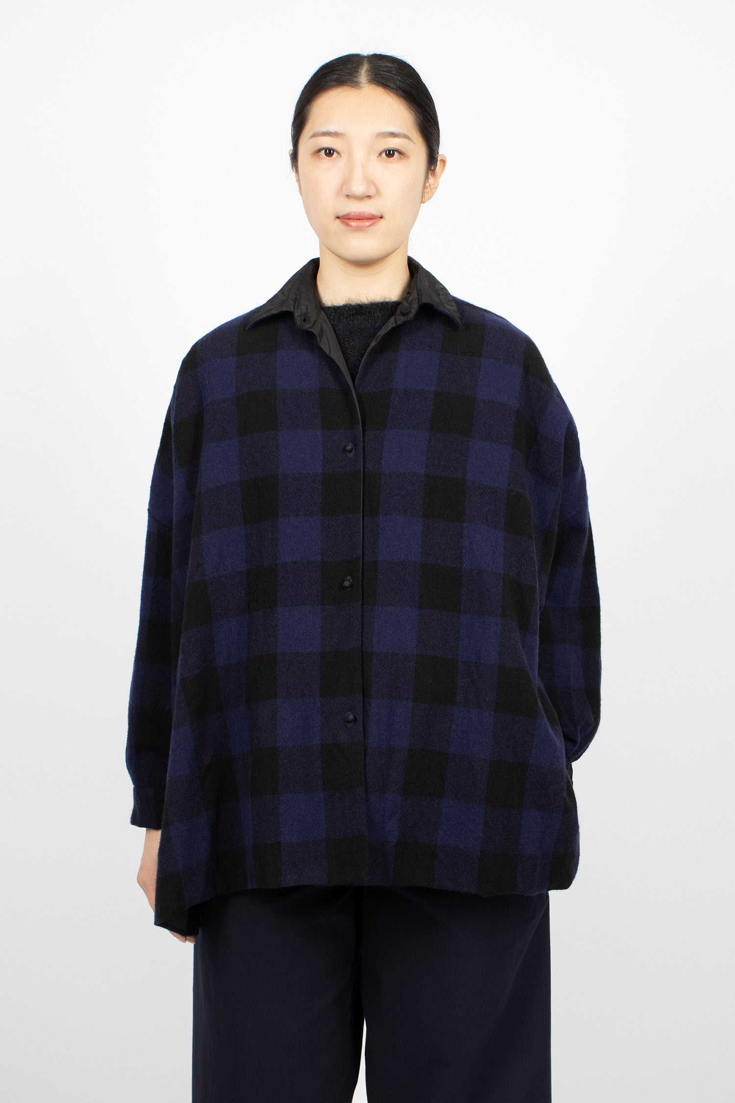 Reversible Cashmere Shirt Black/Stardust Blue