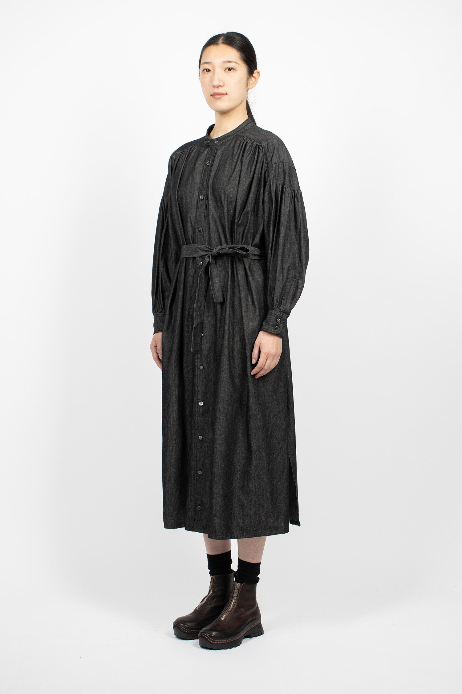 Banded Painter Dress Black Denim