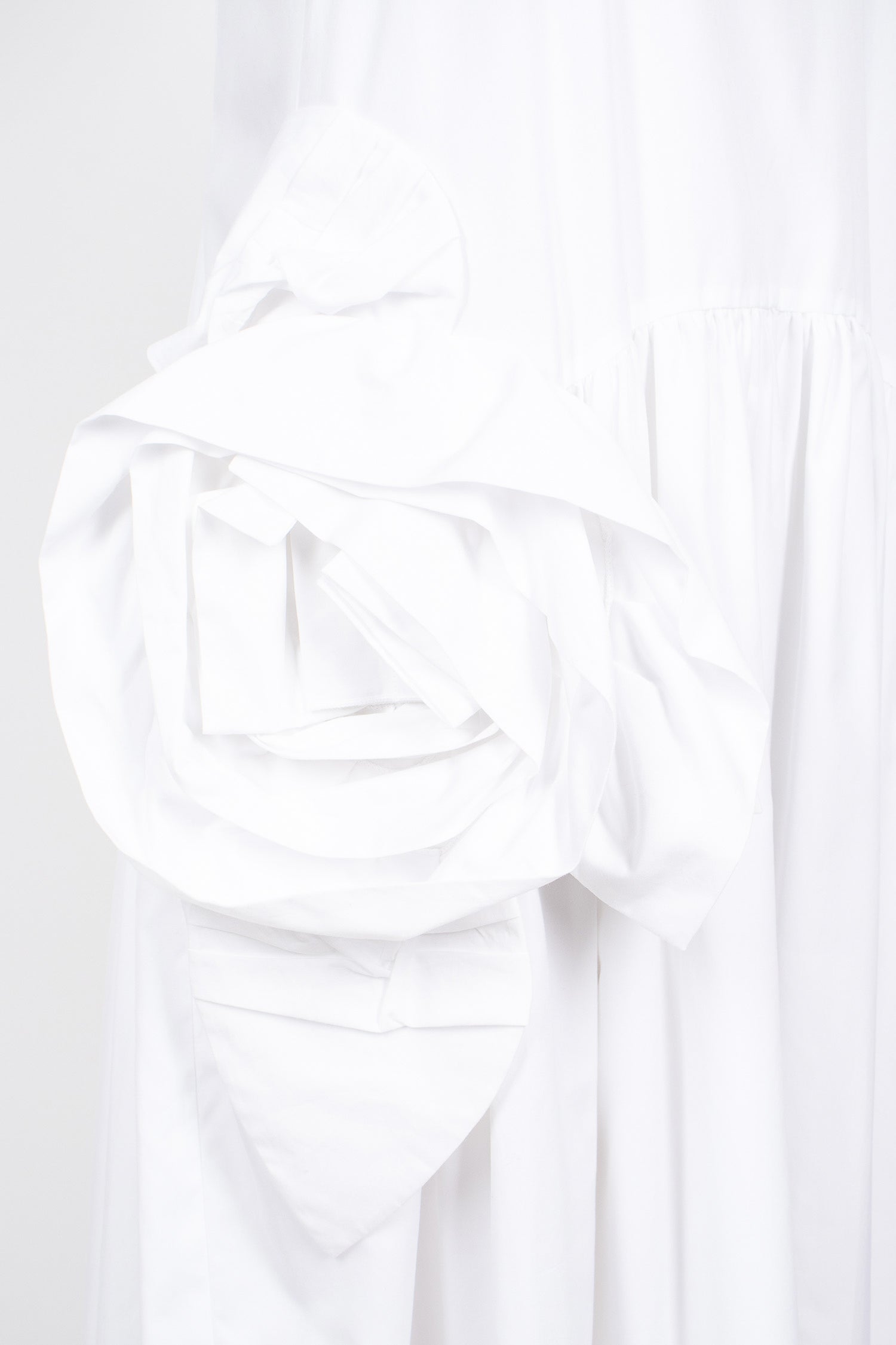 Pressed Rosette Tapered Back Flounce Dress White