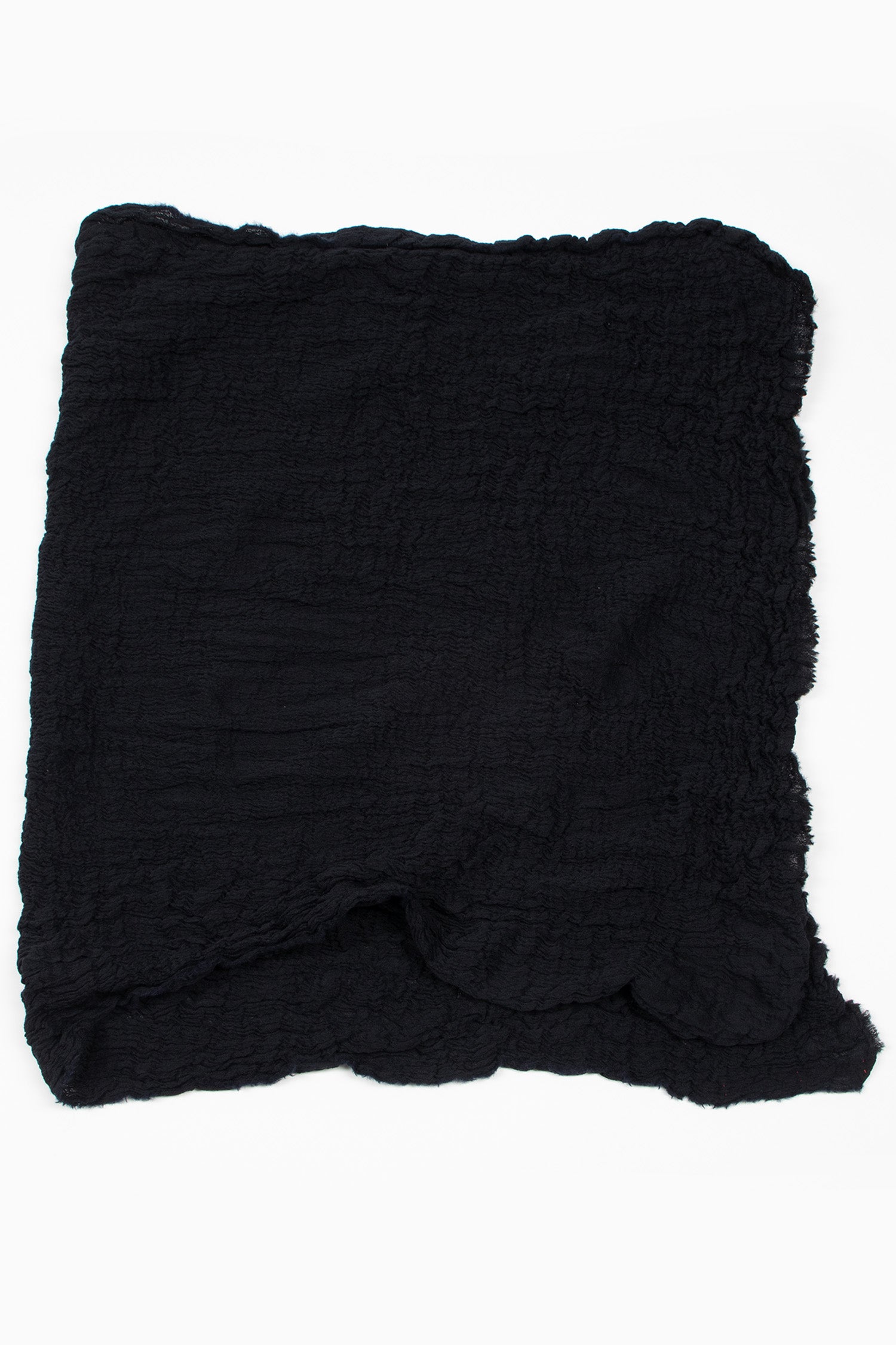 Washed Wool Shawl Black Navy Blue