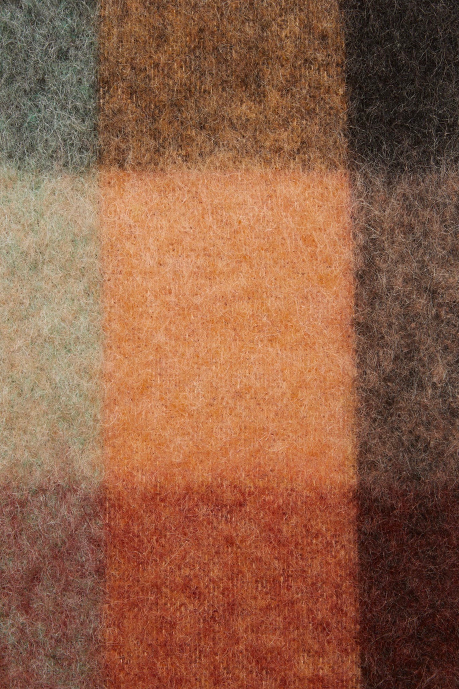 Checked Mohair Scarf Chestnut brown/yellow/green