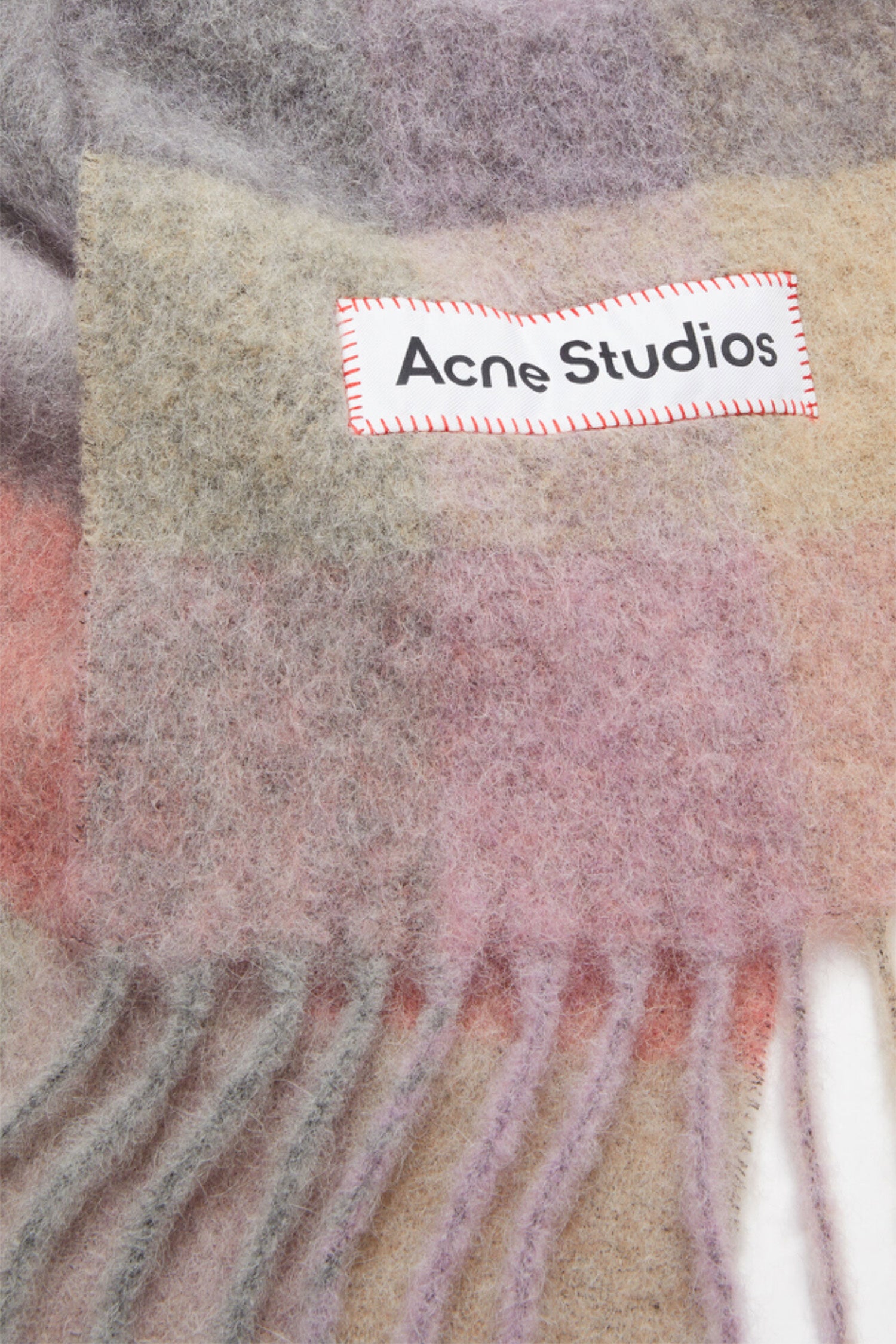 Checked Mohair Scarf Fuchsia/Lilac/Pink