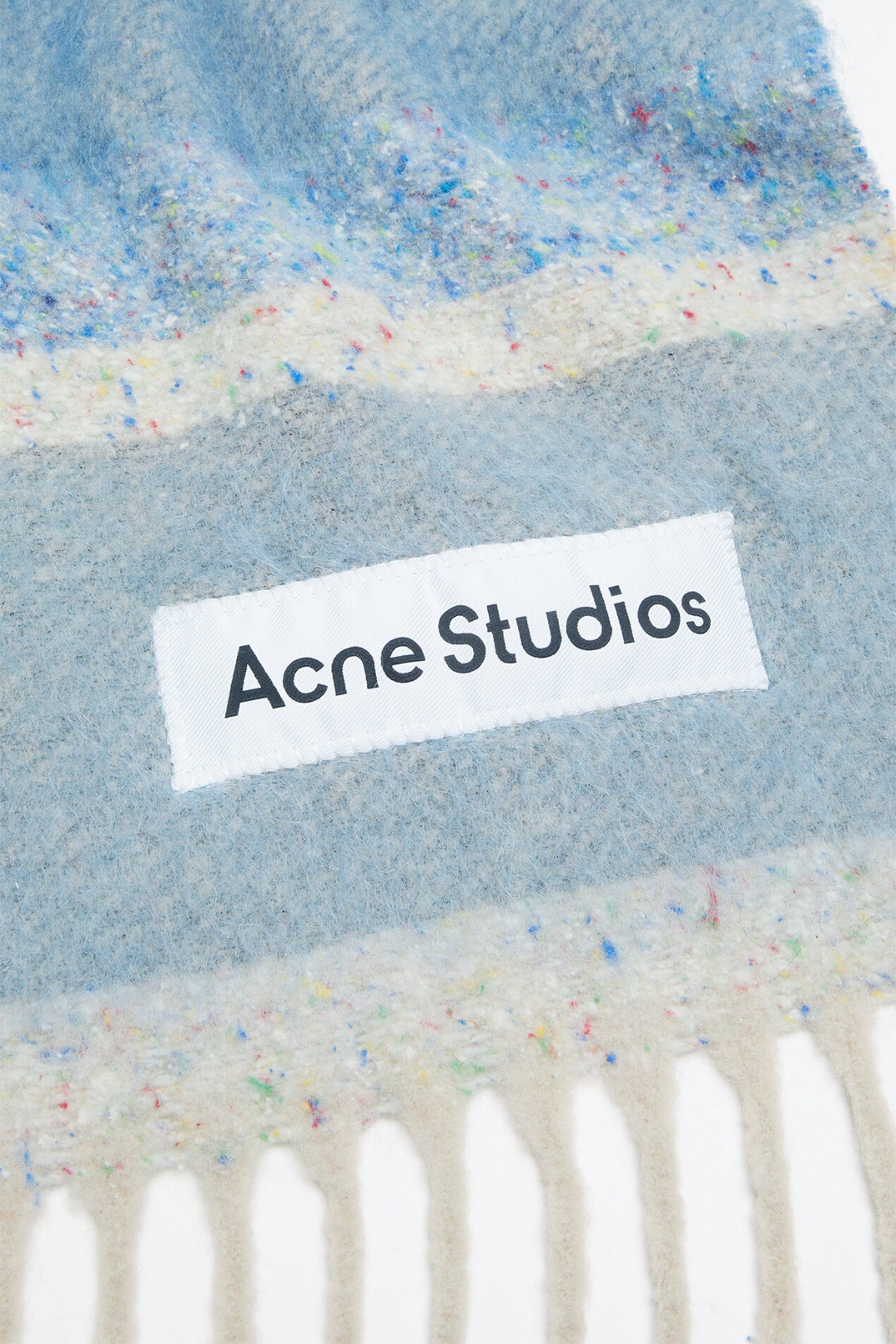 Logo Fringe Scarf Denim Blue