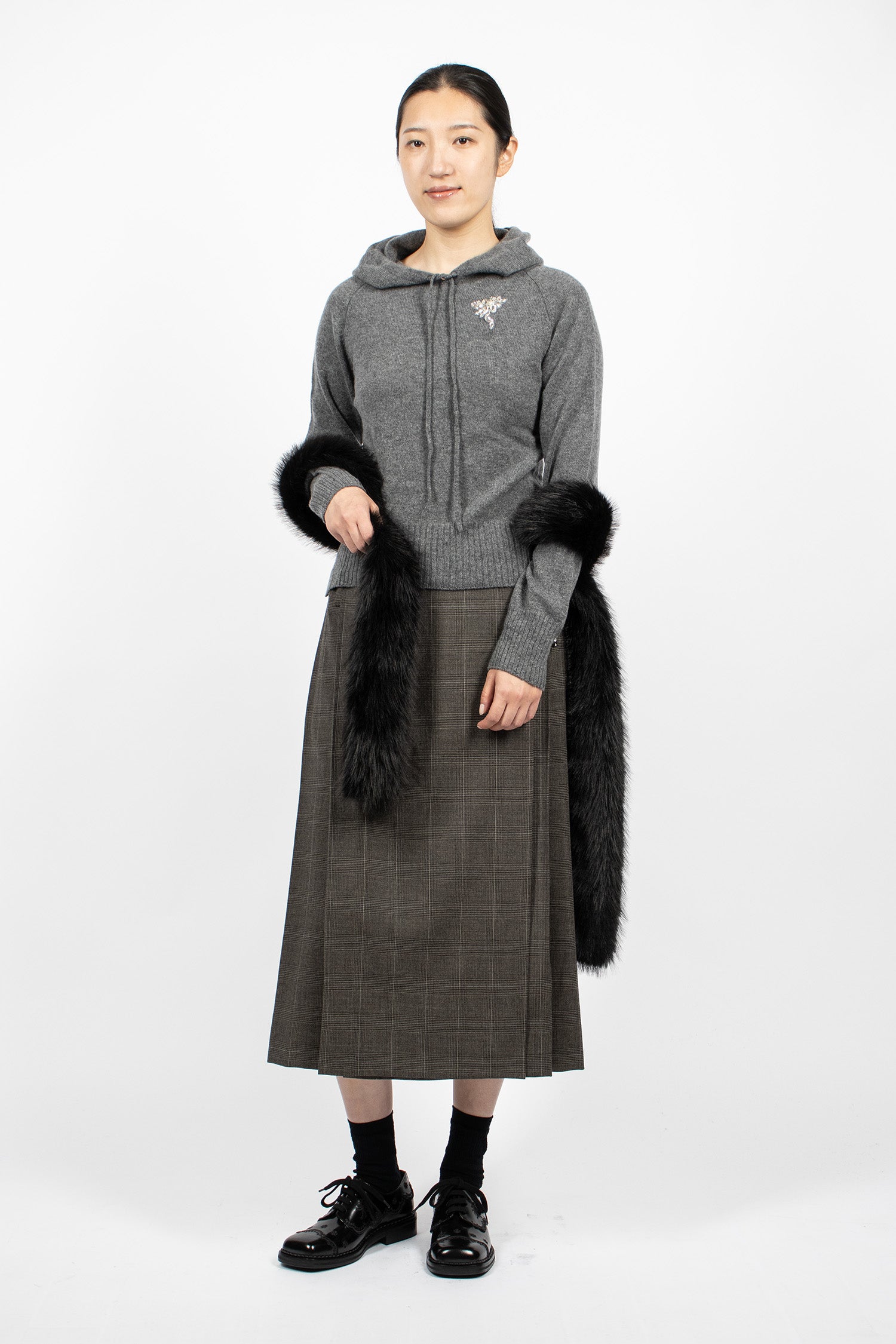 Skinny Faux Fur Scarf Black