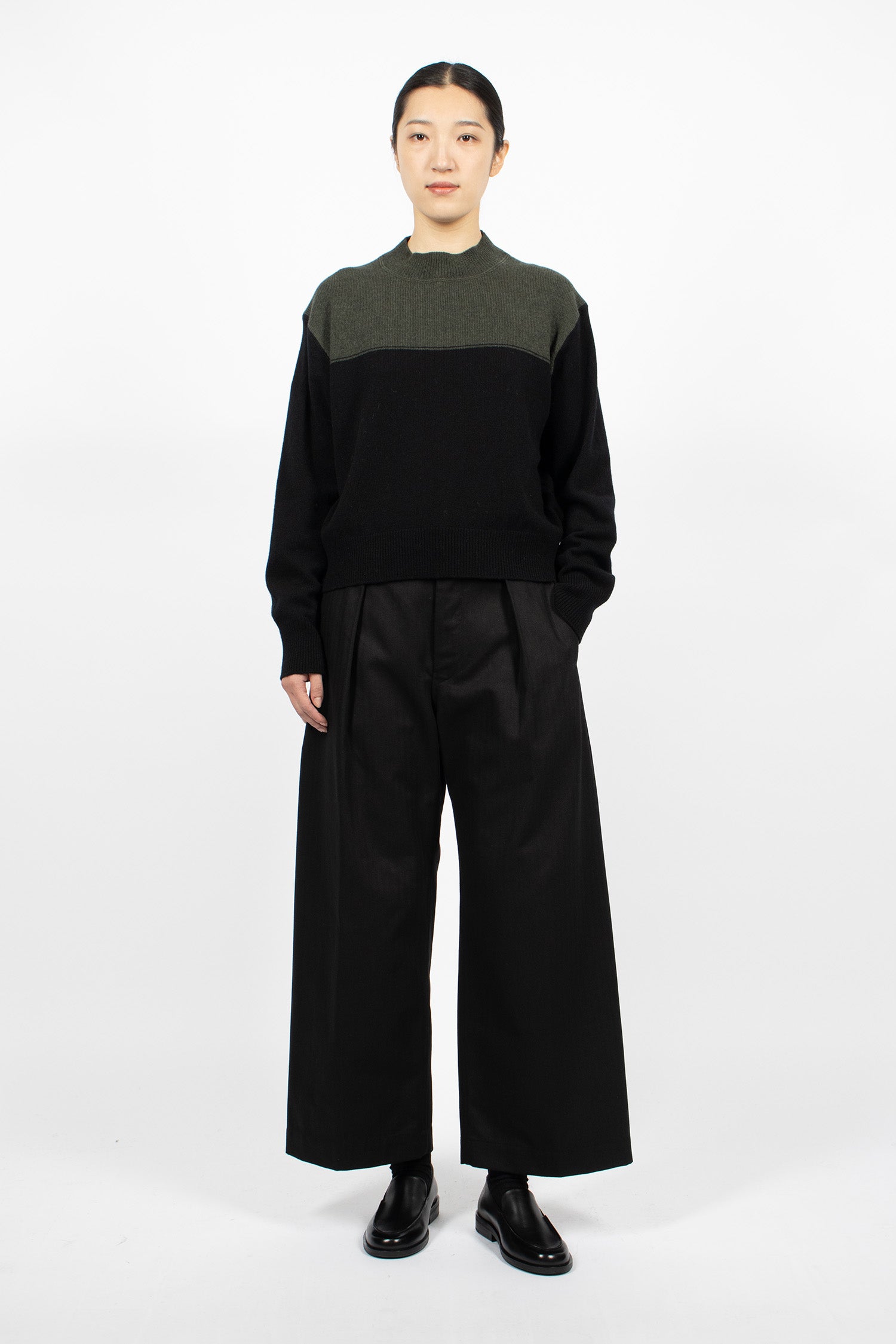 Colour Block Jumper Seaweed/Black