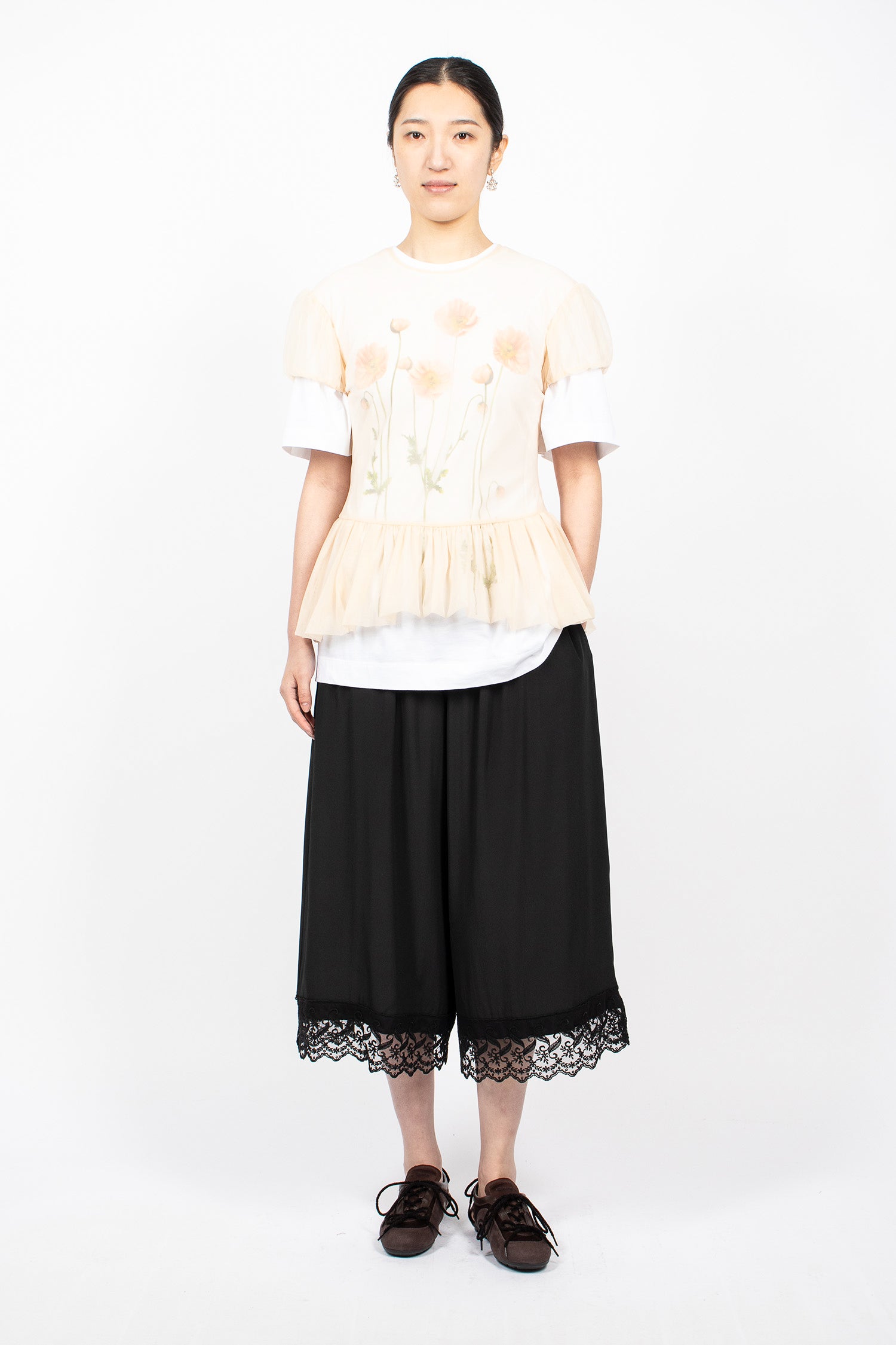 Sheer Ballet Peplum Top Nude