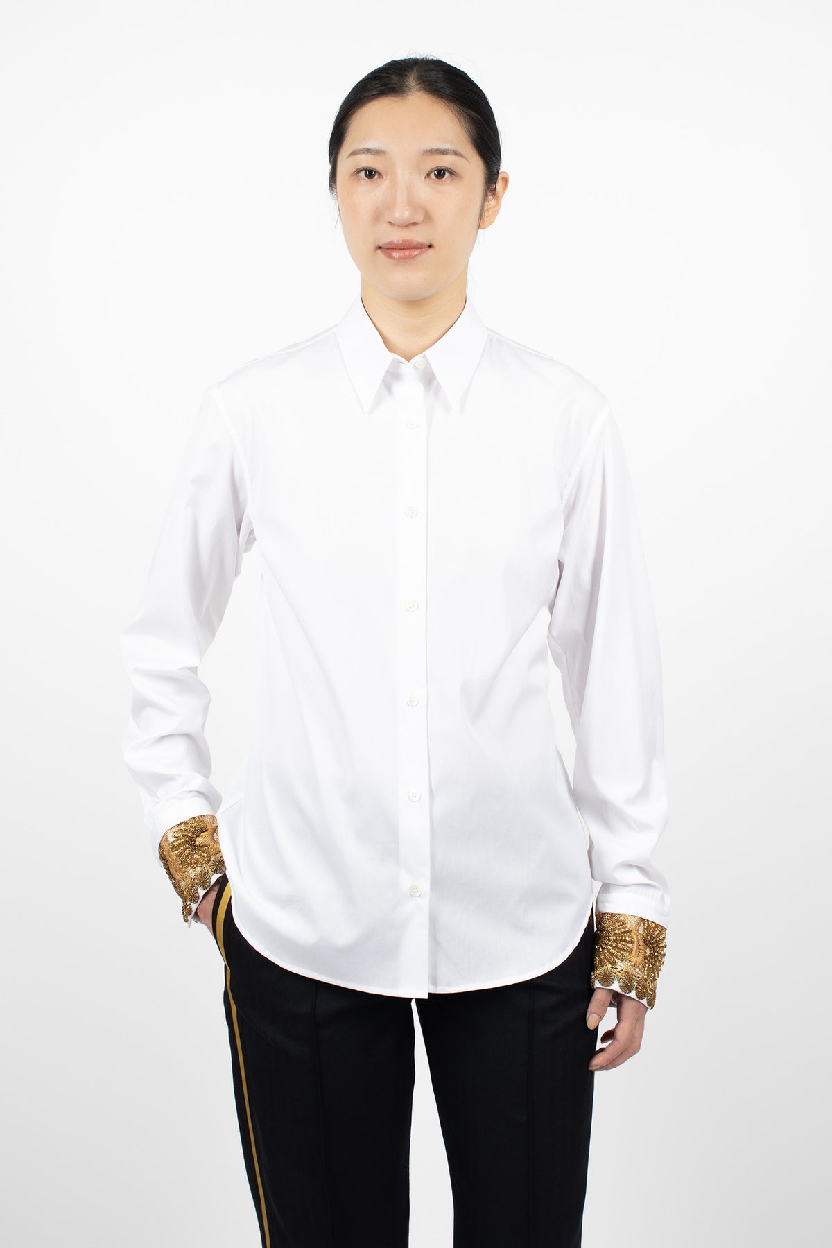 Embroidered Cotton Poplin Shirt White