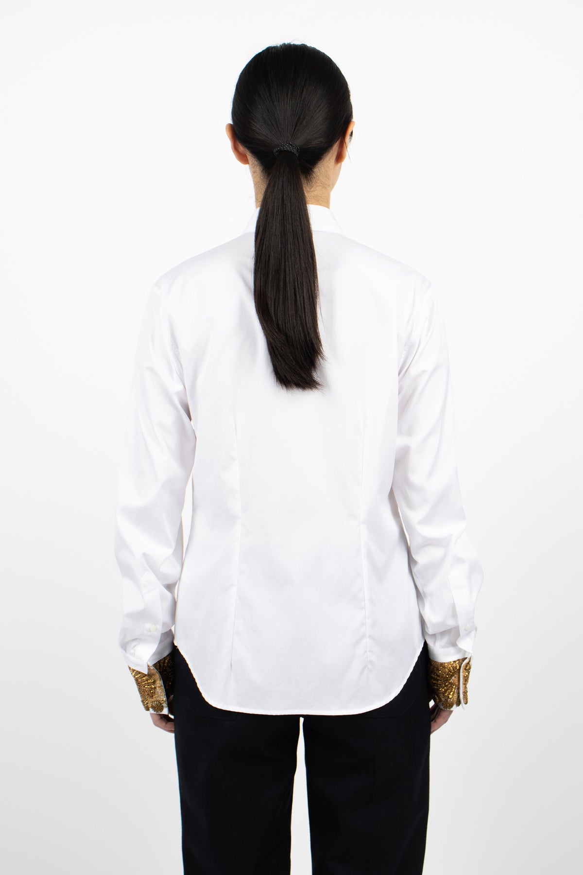 Embroidered Cotton Poplin Shirt White
