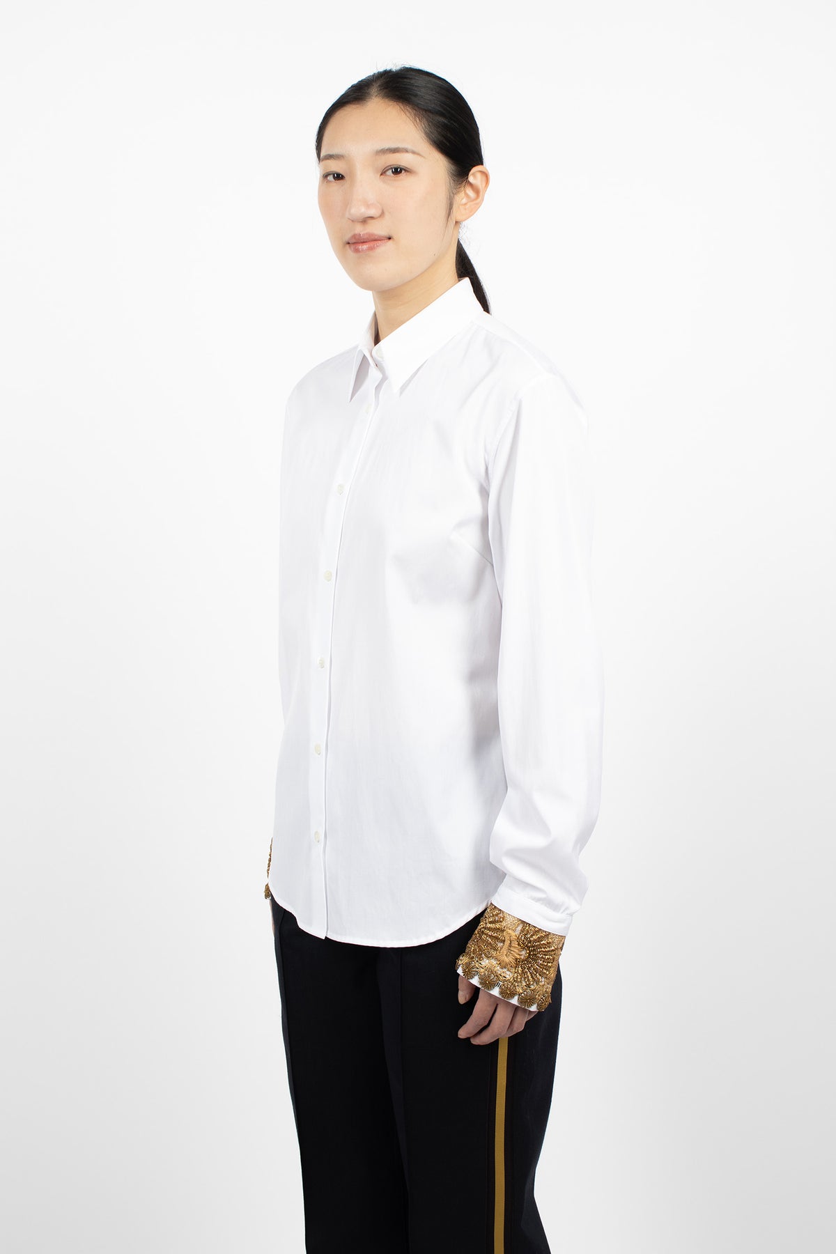 Embroidered Cotton Poplin Shirt White