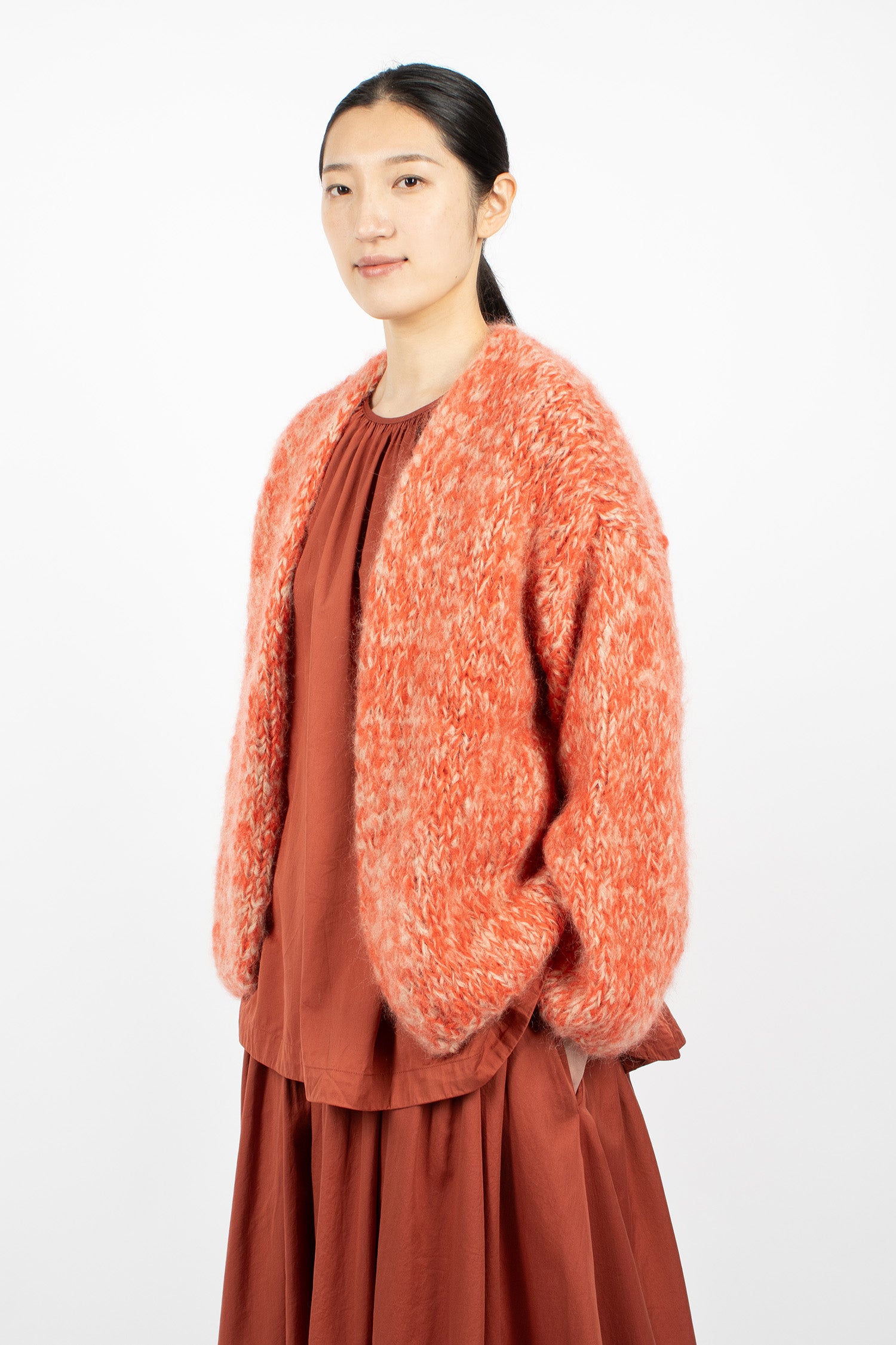 Short Cardigan Ecru/Corail