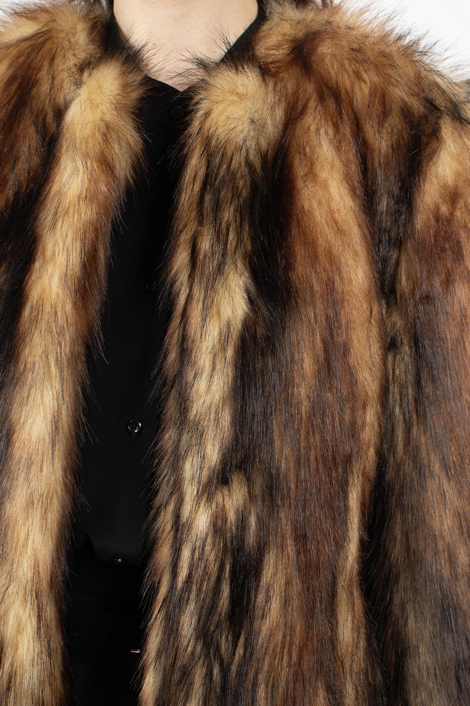 Sculpted Faux Fur Fray Jacket Natural