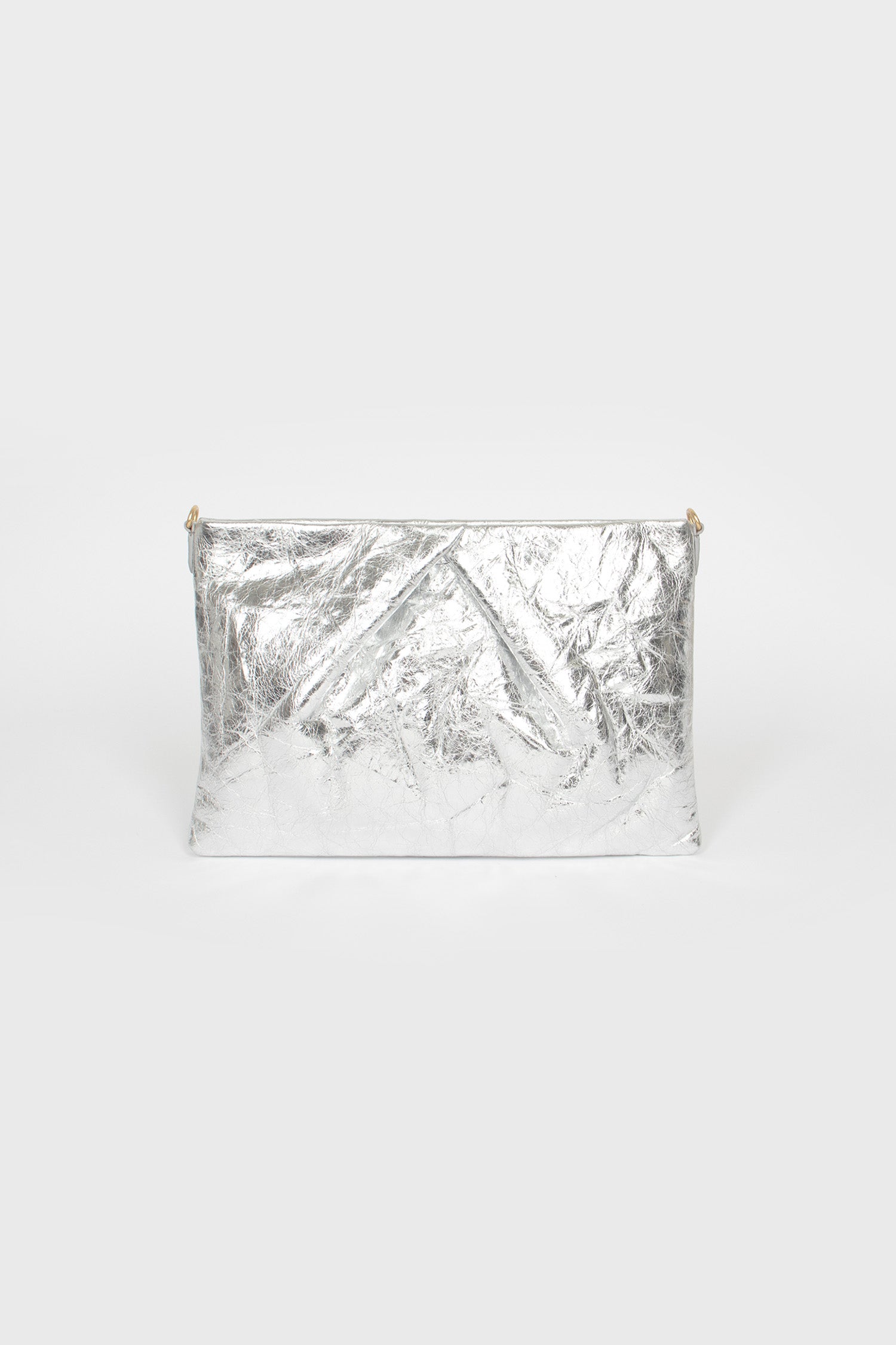 Leather Crossbody Pouch Silver