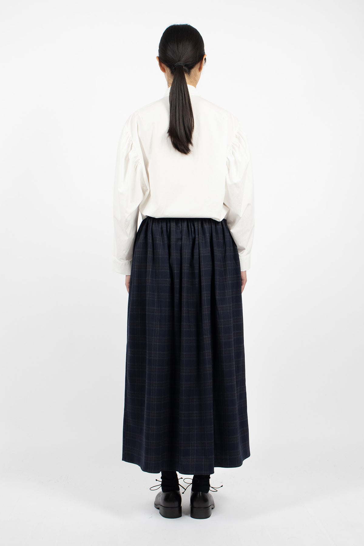 Wide Skirt Navy Check